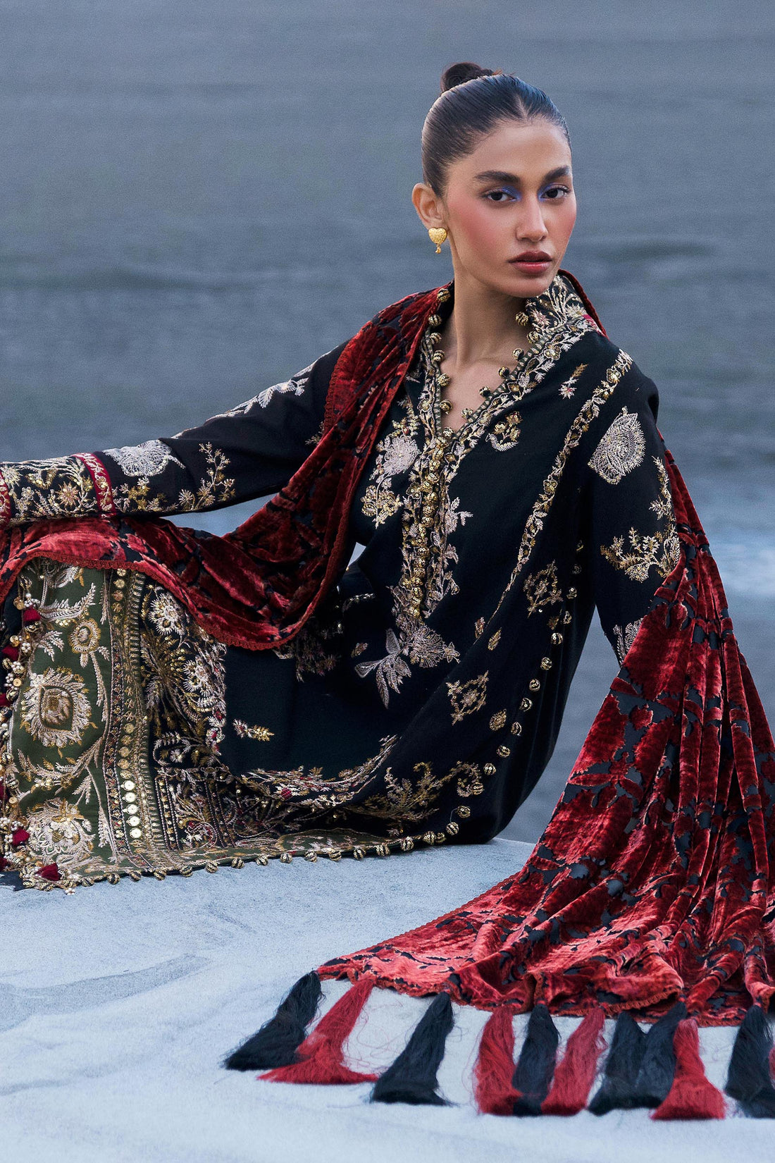 Sana Safinaz | Winter Shawl 24 | S241-001A-3CP - Official Sana Safinaz stockist in UK - Sakeena London