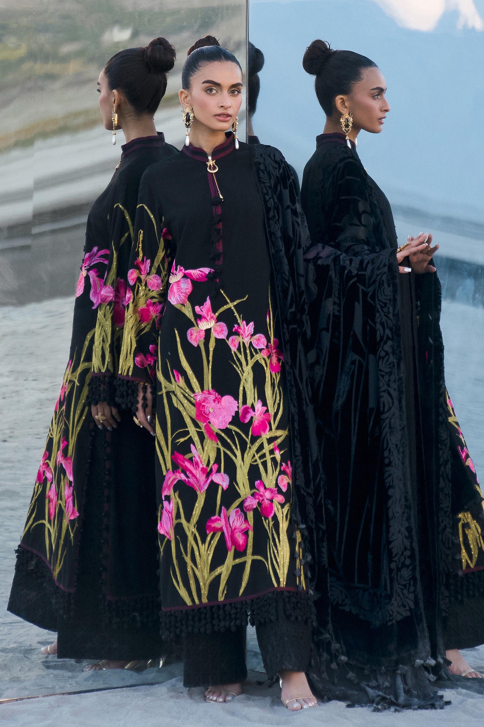 Sana Safinaz | Winter Shawl 24 | S241-003A-3CP - Official Sana Safinaz stockist in UK - Sakeena London