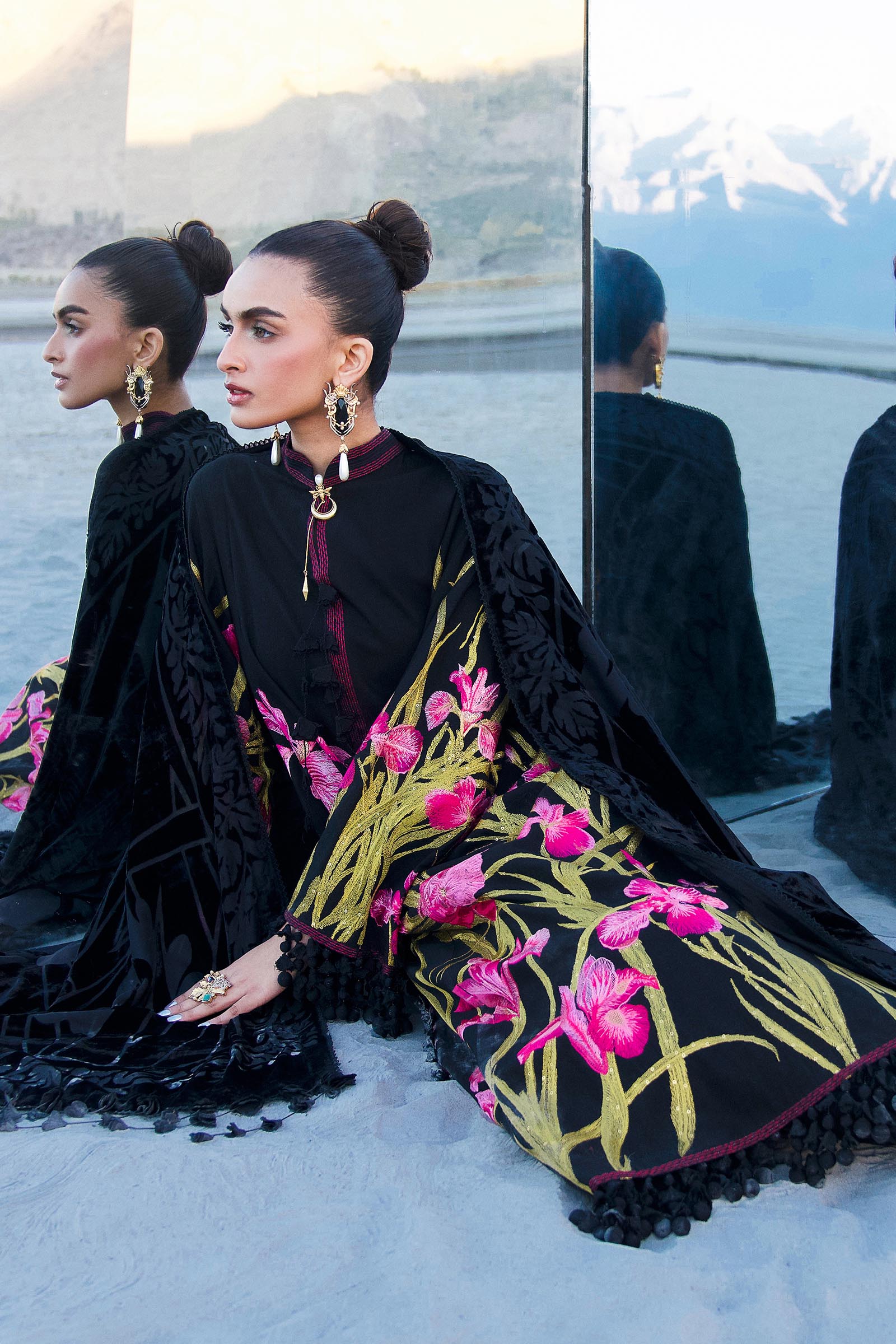Sana Safinaz | Winter Shawl 24 | S241-003A-3CP - Official Sana Safinaz stockist in UK - Sakeena London
