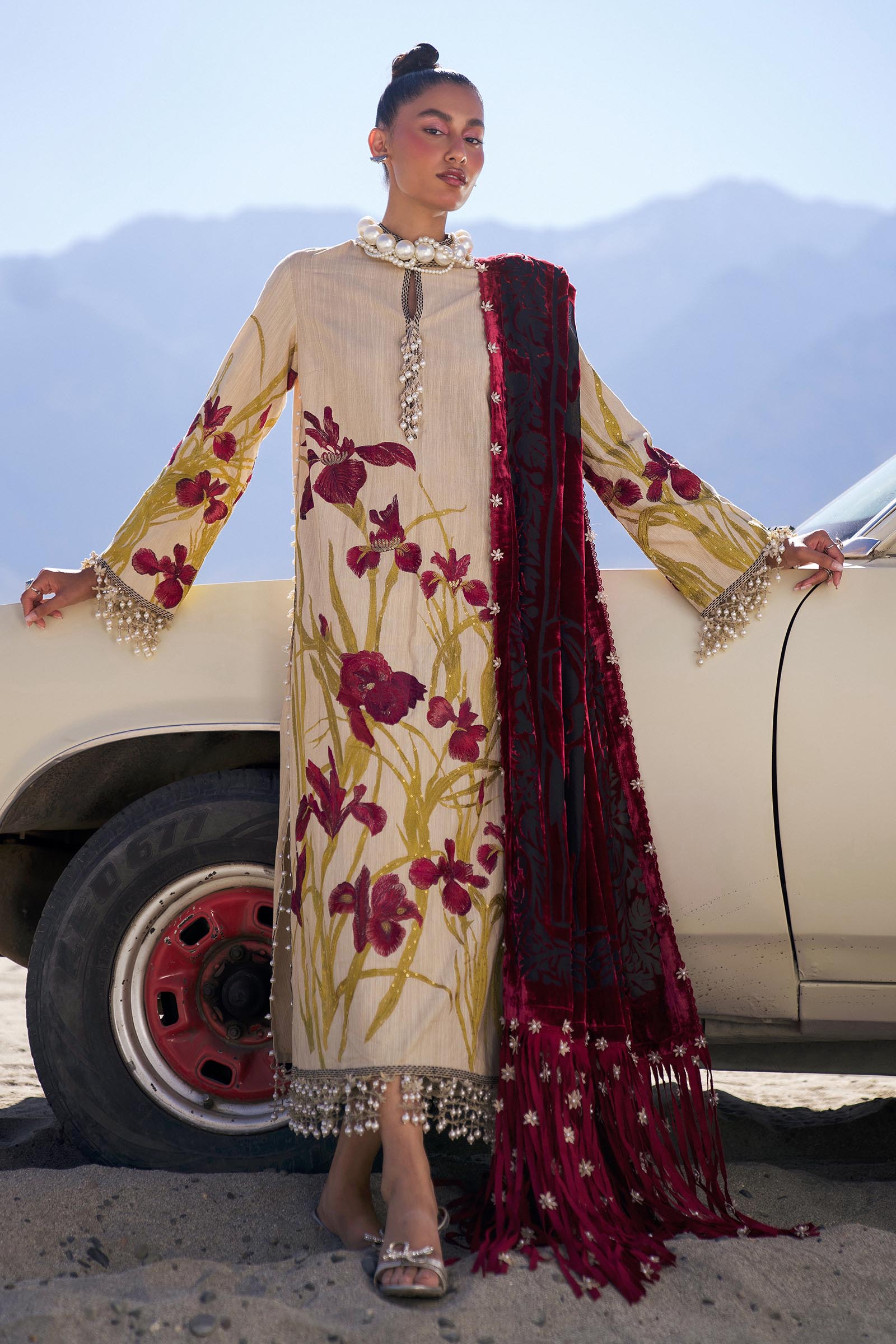 Sana Safinaz | Winter Shawl 24 | S241-003B-3CP - Official Sana Safinaz stockist in UK - Sakeena London