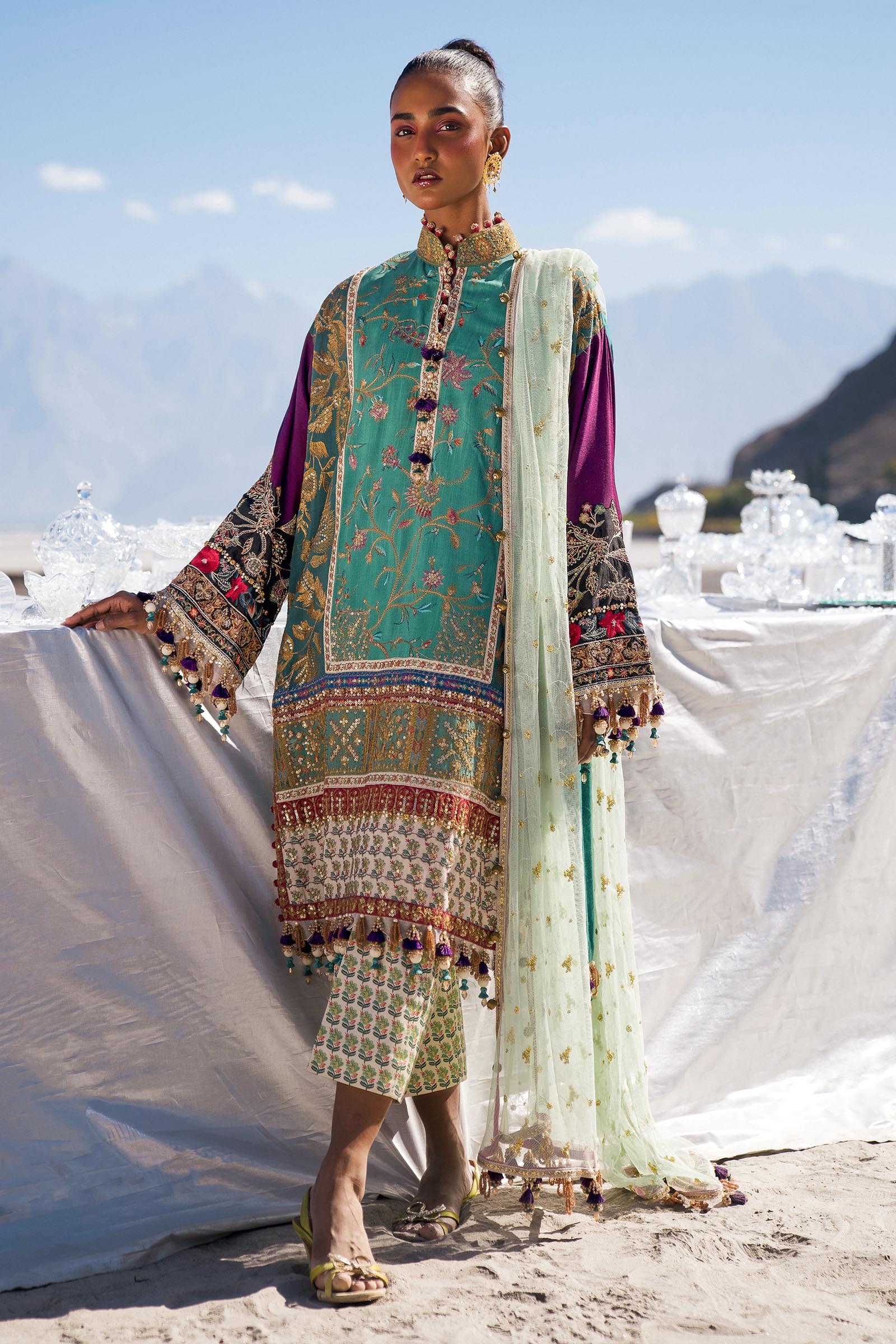 Sana Safinaz | Winter Shawl 24 | S241-004A-3CP - Official Sana Safinaz stockist in UK - Sakeena London