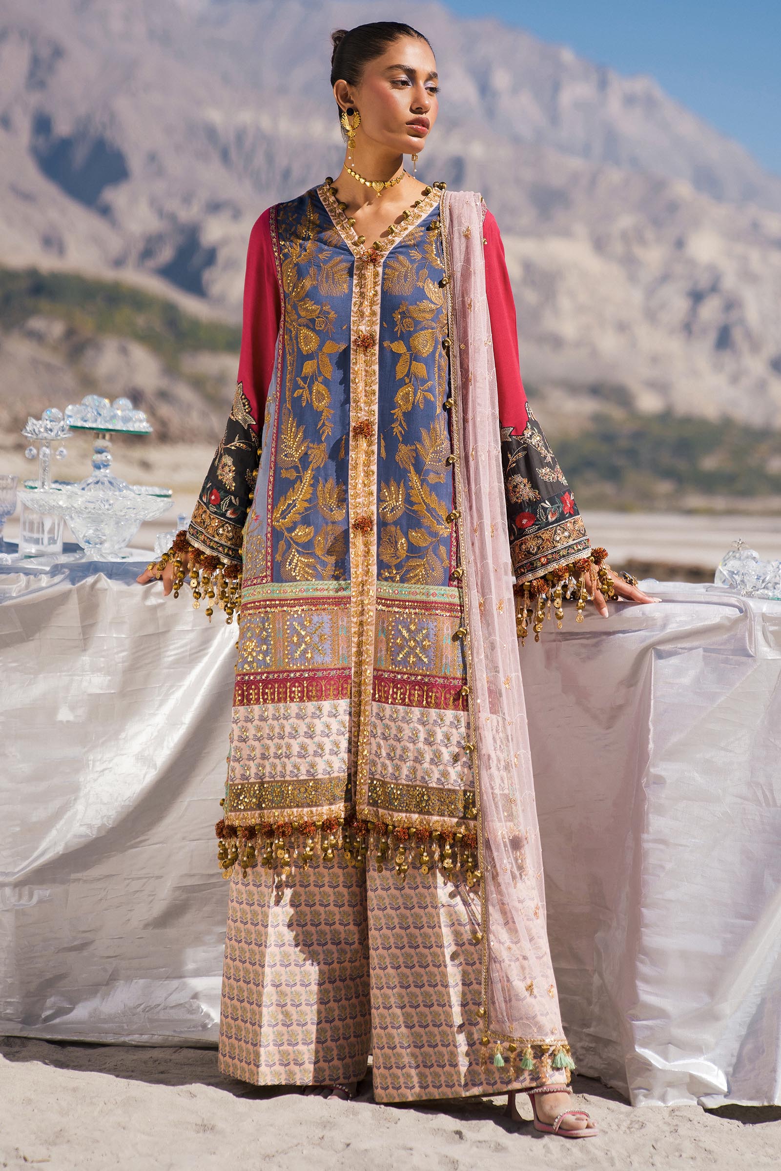 Sana Safinaz | Winter Shawl 24 | S241-004B-3CP - Official Sana Safinaz stockist in UK - Sakeena London