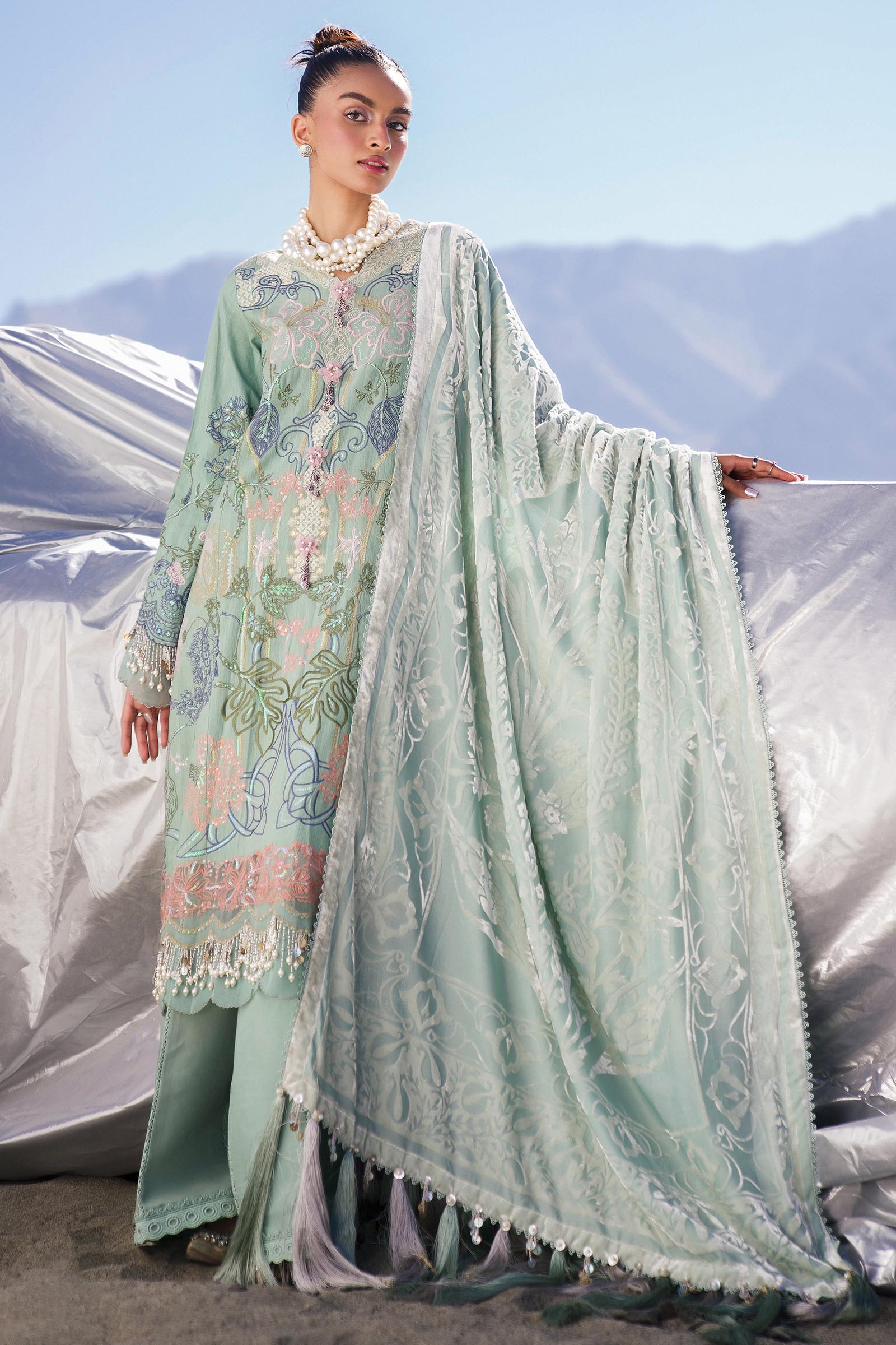 Sana Safinaz | Winter Shawl 24 | S241-005A-3CP - Official Sana Safinaz stockist in UK - Sakeena London