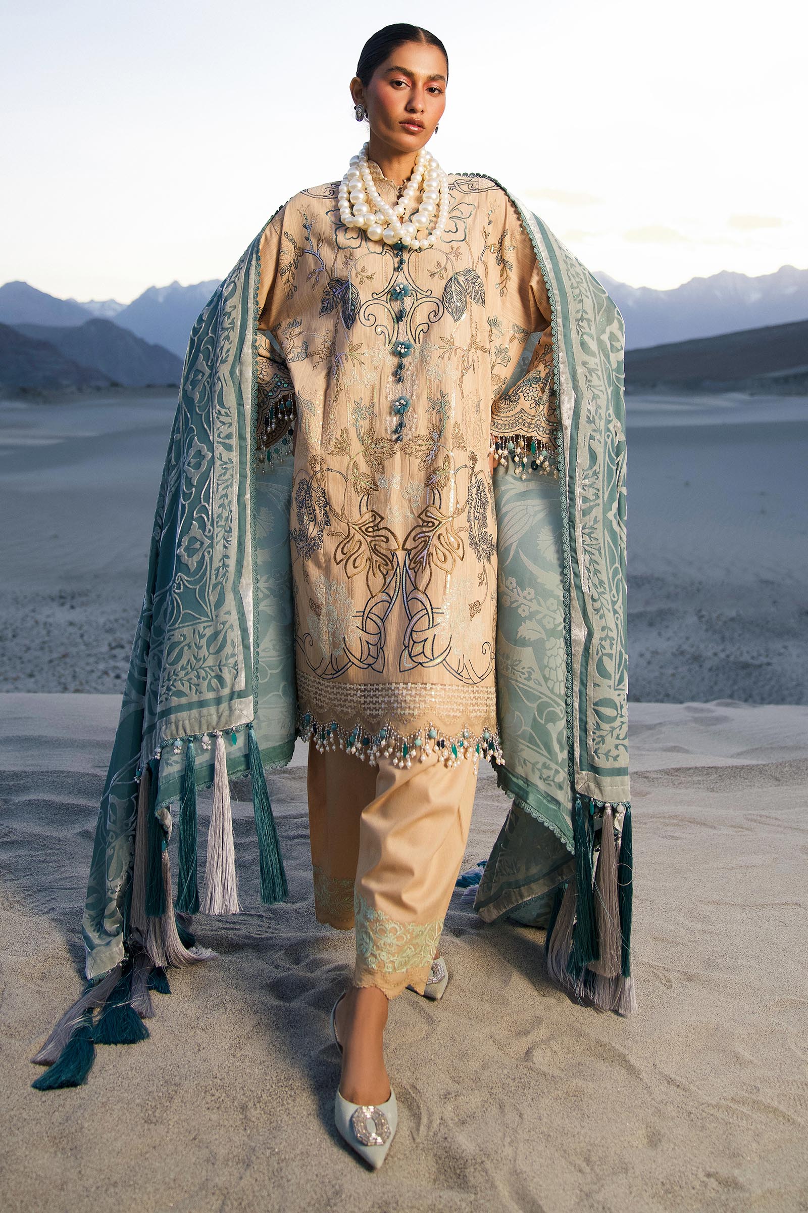 Sana Safinaz | Winter Shawl 24 | S241-005B-3CP - Official Sana Safinaz stockist in UK - Sakeena London