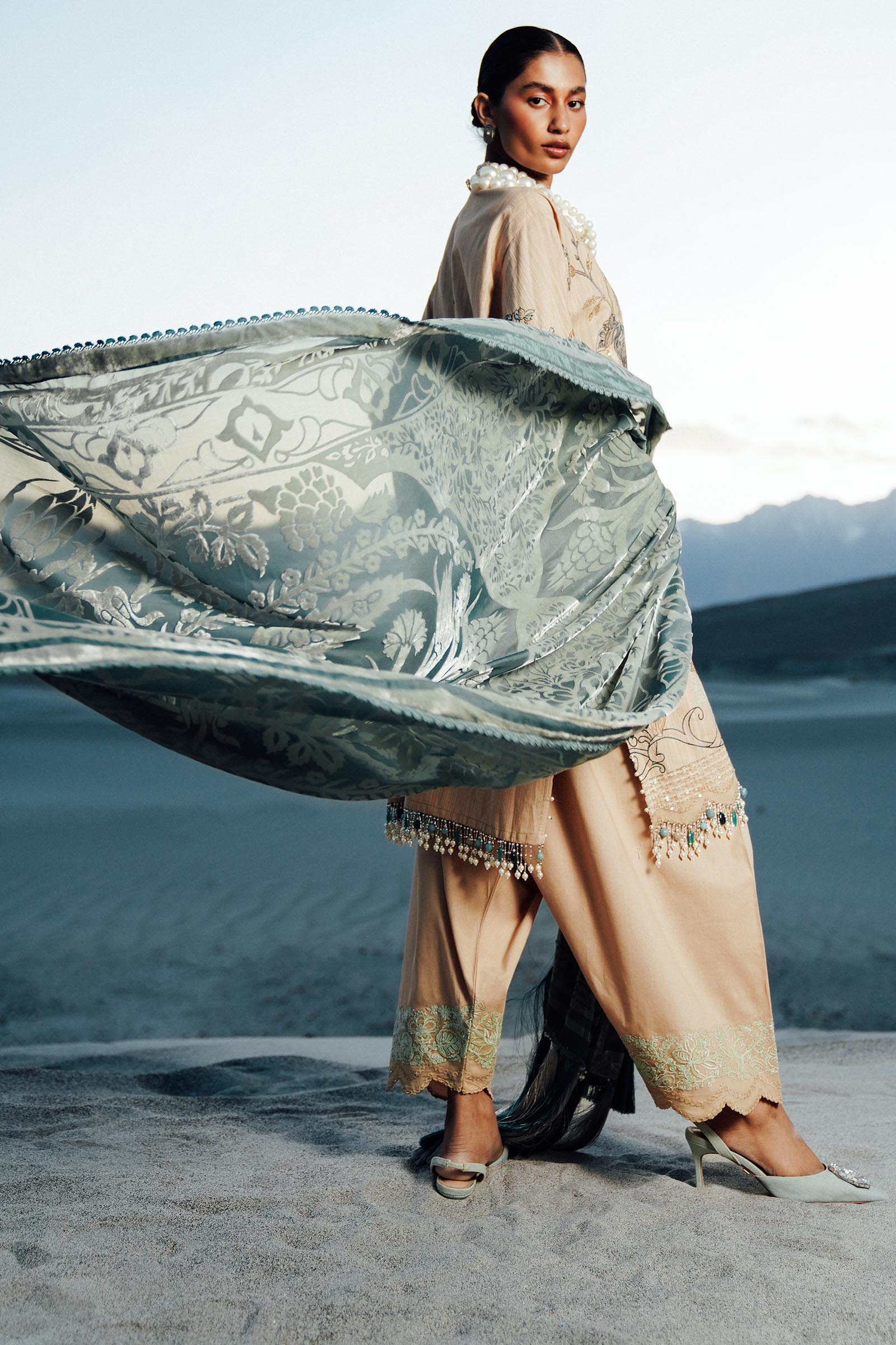 Sana Safinaz | Winter Shawl 24 | S241-005B-3CP - Official Sana Safinaz stockist in UK - Sakeena London