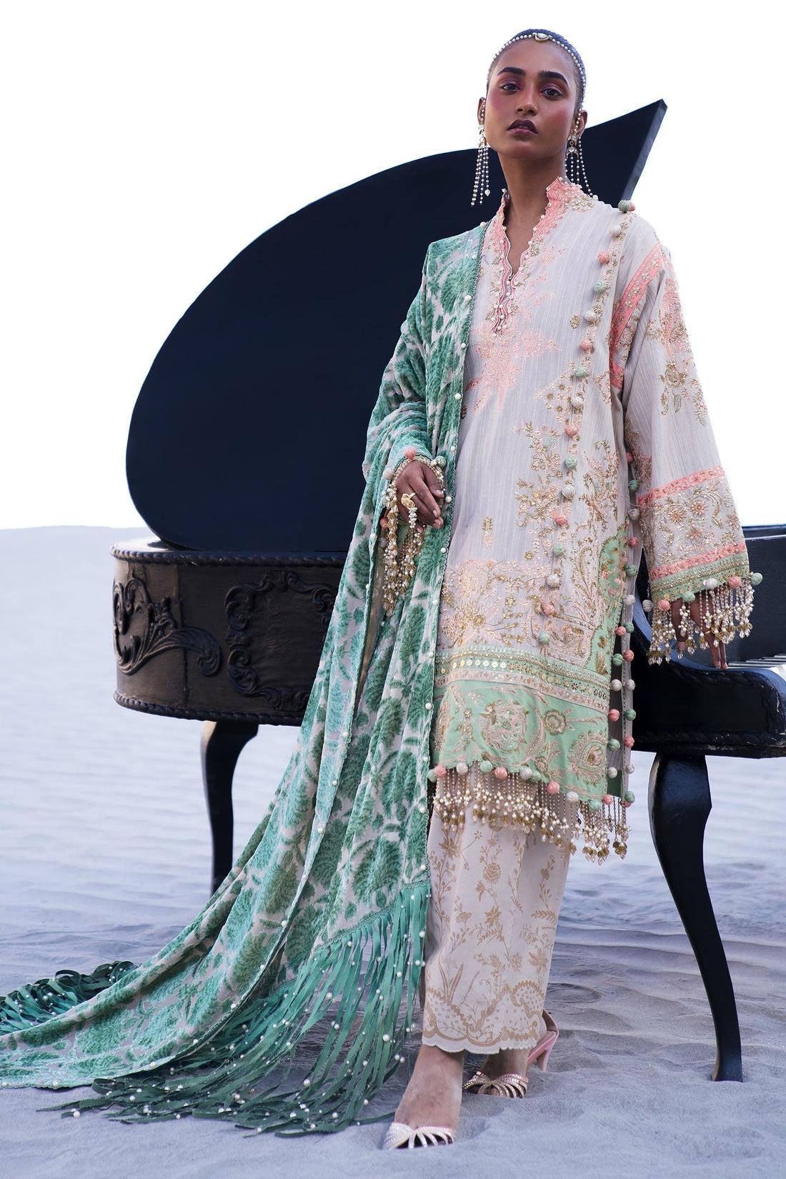 Sana Safinaz | Winter Shawl 24 | S241-001B-3CP - Official Sana Safinaz stockist in UK - Sakeena London