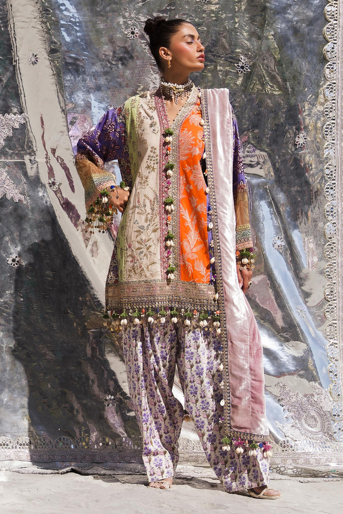 Sana Safinaz | Winter Shawl 24 | S241-006B-3CP - Official Sana Safinaz stockist in UK - Sakeena London