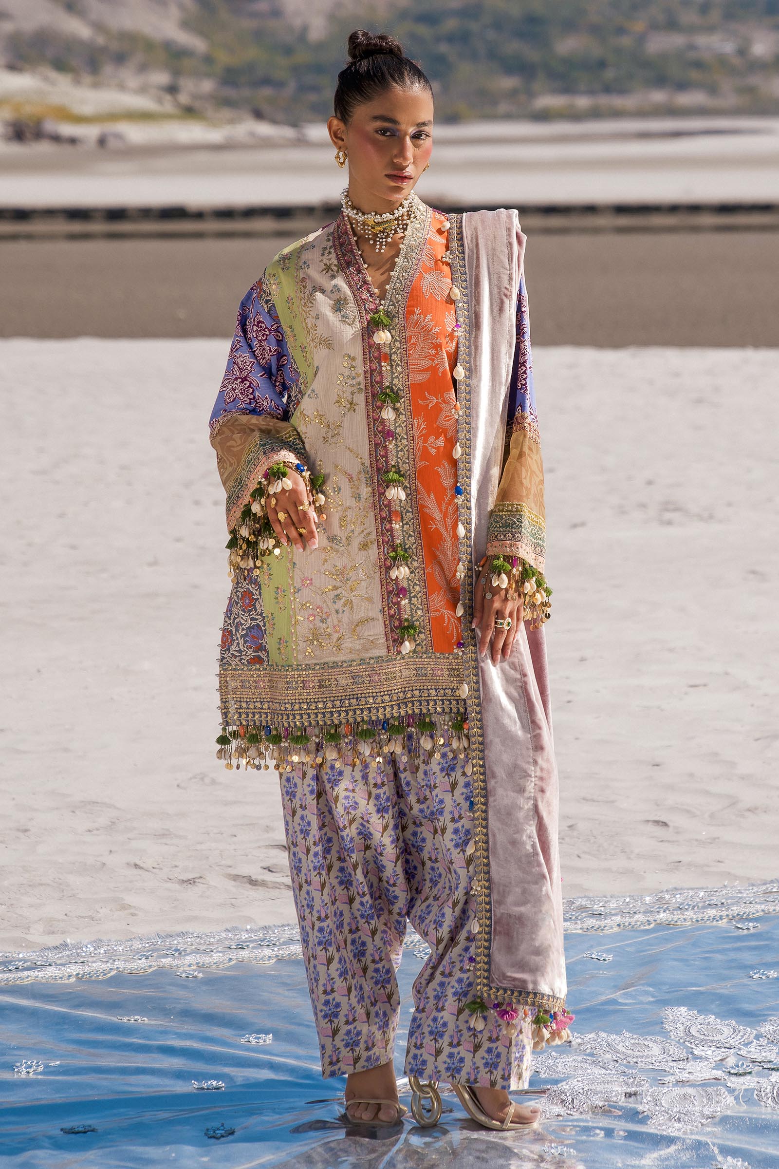Sana Safinaz | Winter Shawl 24 | S241-006B-3CP - Official Sana Safinaz stockist in UK - Sakeena London