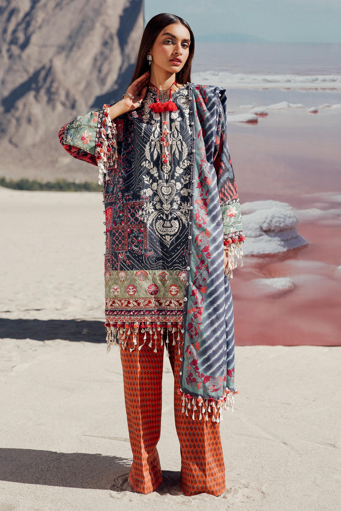 Sana Safinaz | Winter Shawl 24 | S241-007B-3CP - Official Sana Safinaz stockist in UK - Sakeena London