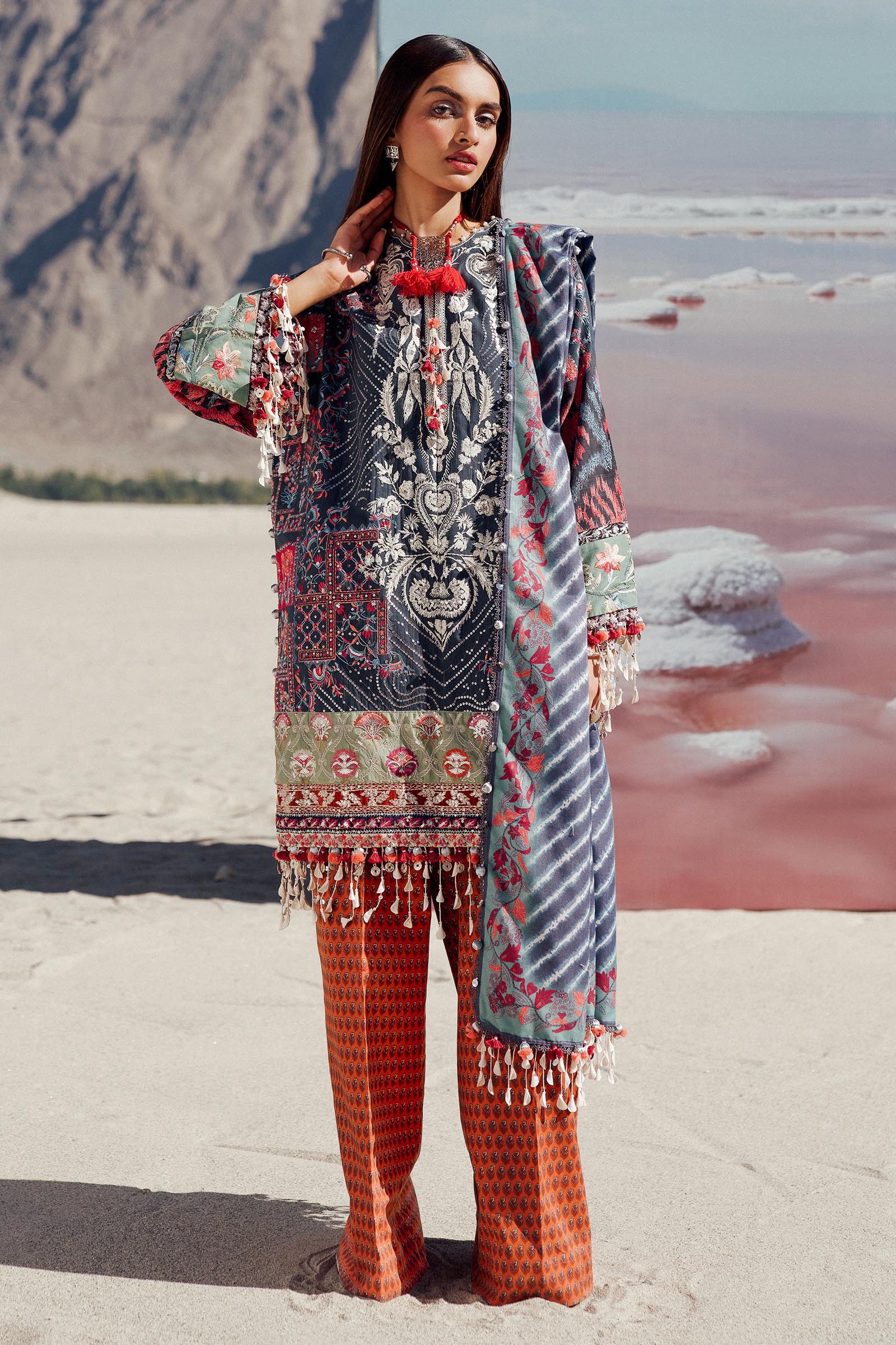 Sana Safinaz | Winter Shawl 24 | S241-007B-3CP - Official Sana Safinaz stockist in UK - Sakeena London