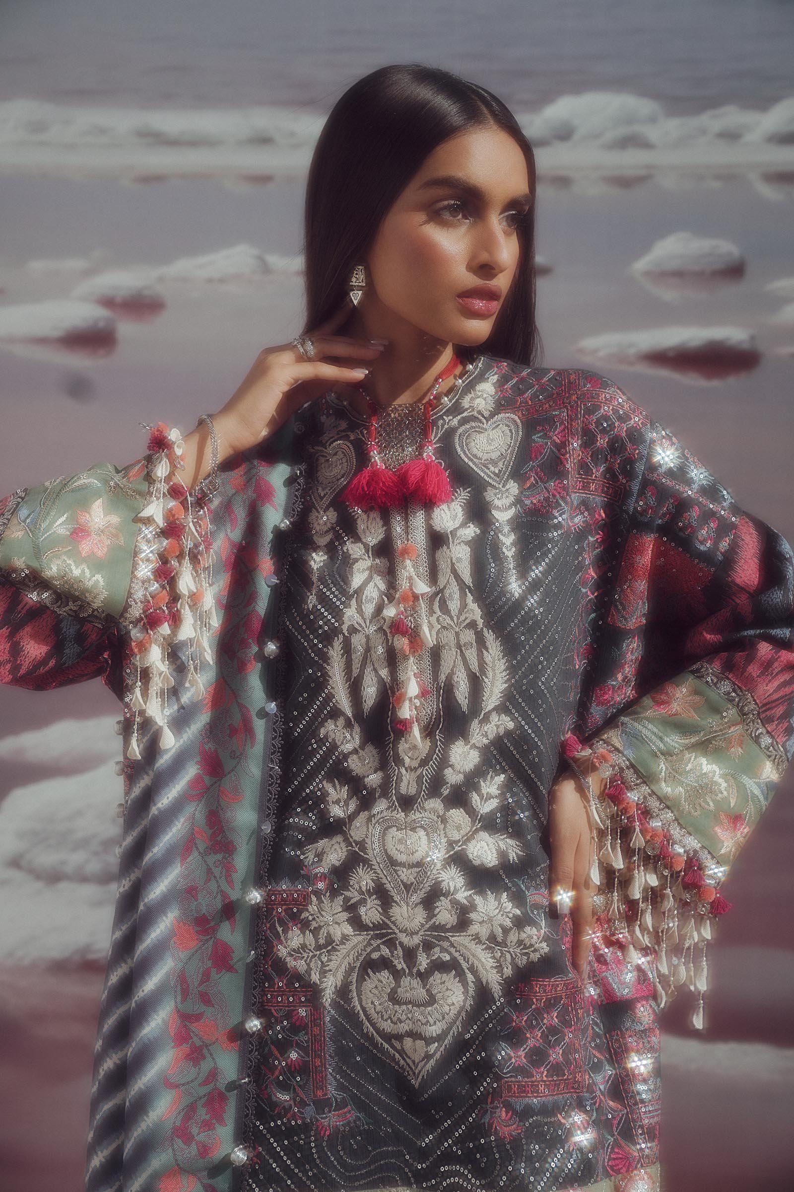 Sana Safinaz | Winter Shawl 24 | S241-007B-3CP - Official Sana Safinaz stockist in UK - Sakeena London