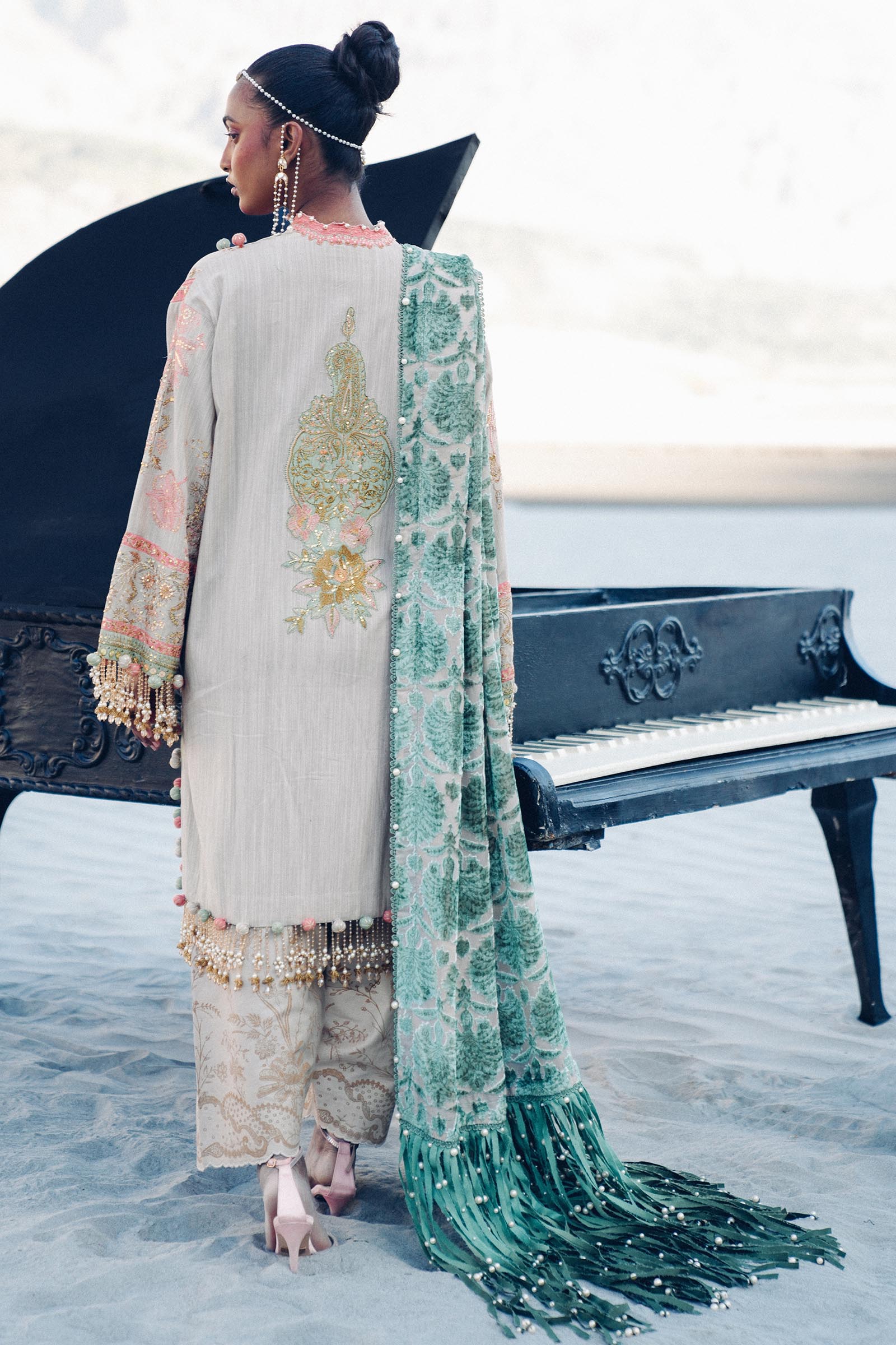 Sana Safinaz | Winter Shawl 24 | S241-001B-3CP - Official Sana Safinaz stockist in UK - Sakeena London
