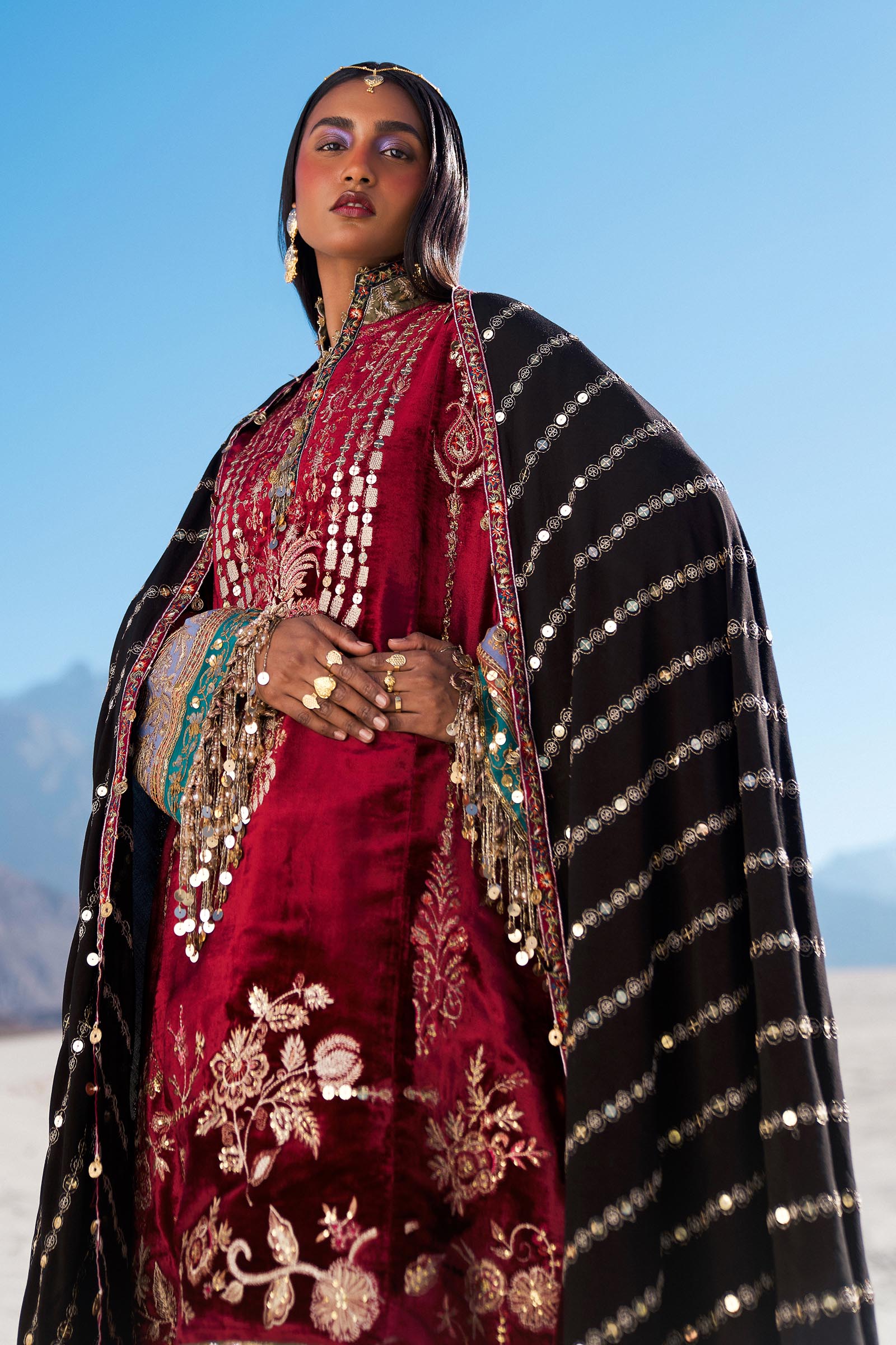 Sana Safinaz | Winter Shawl 24 | V241-002-3CP - Official Sana Safinaz stockist in UK - Sakeena London