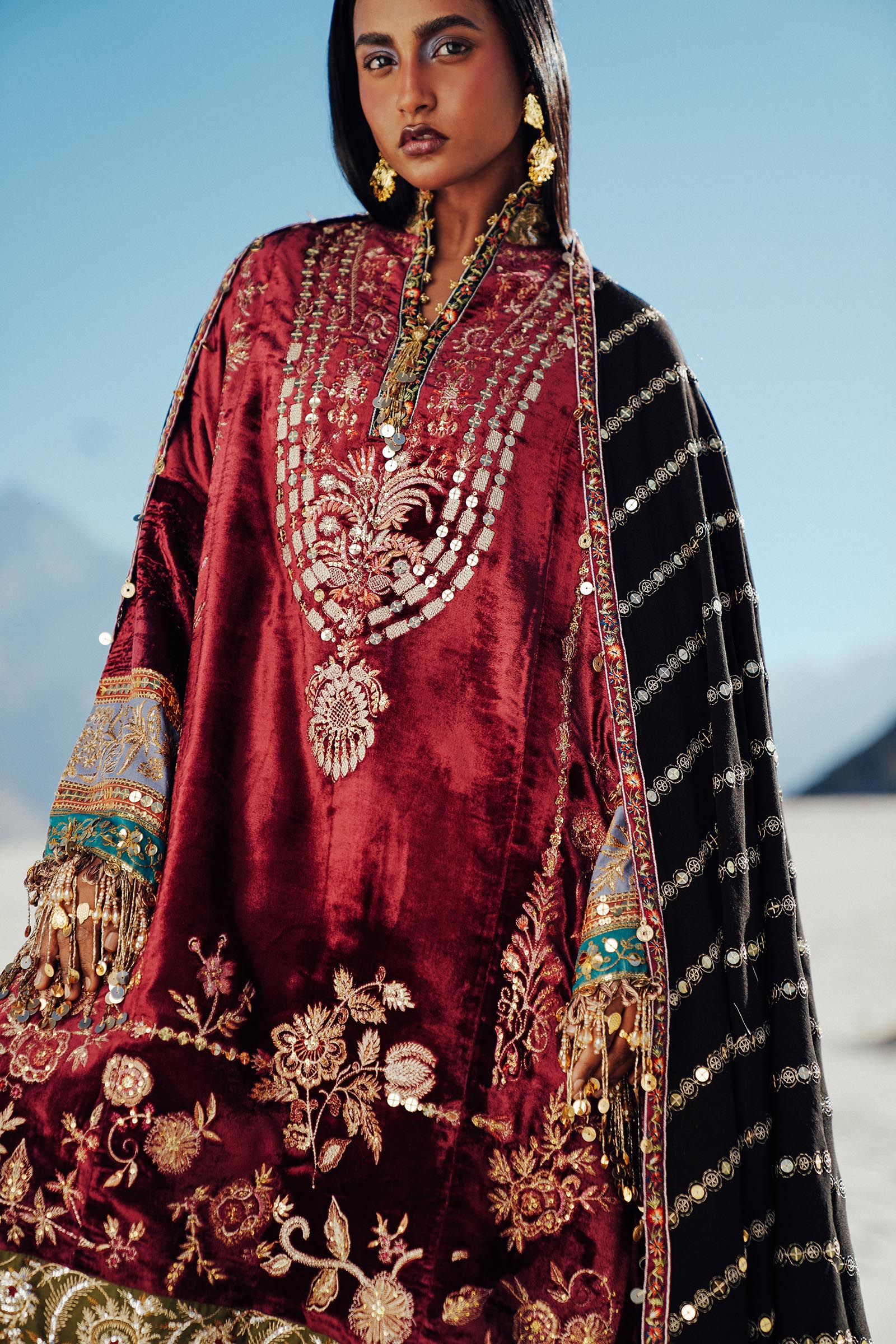 Sana Safinaz | Winter Shawl 24 | V241-002-3CP - Official Sana Safinaz stockist in UK - Sakeena London