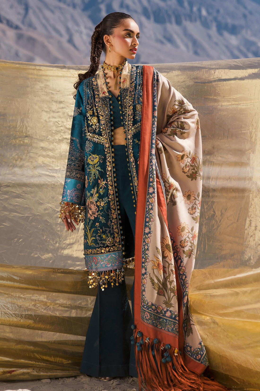 Sana Safinaz | Winter Shawl 24 | V241-003-3CP - Official Sana Safinaz stockist in UK - Sakeena London