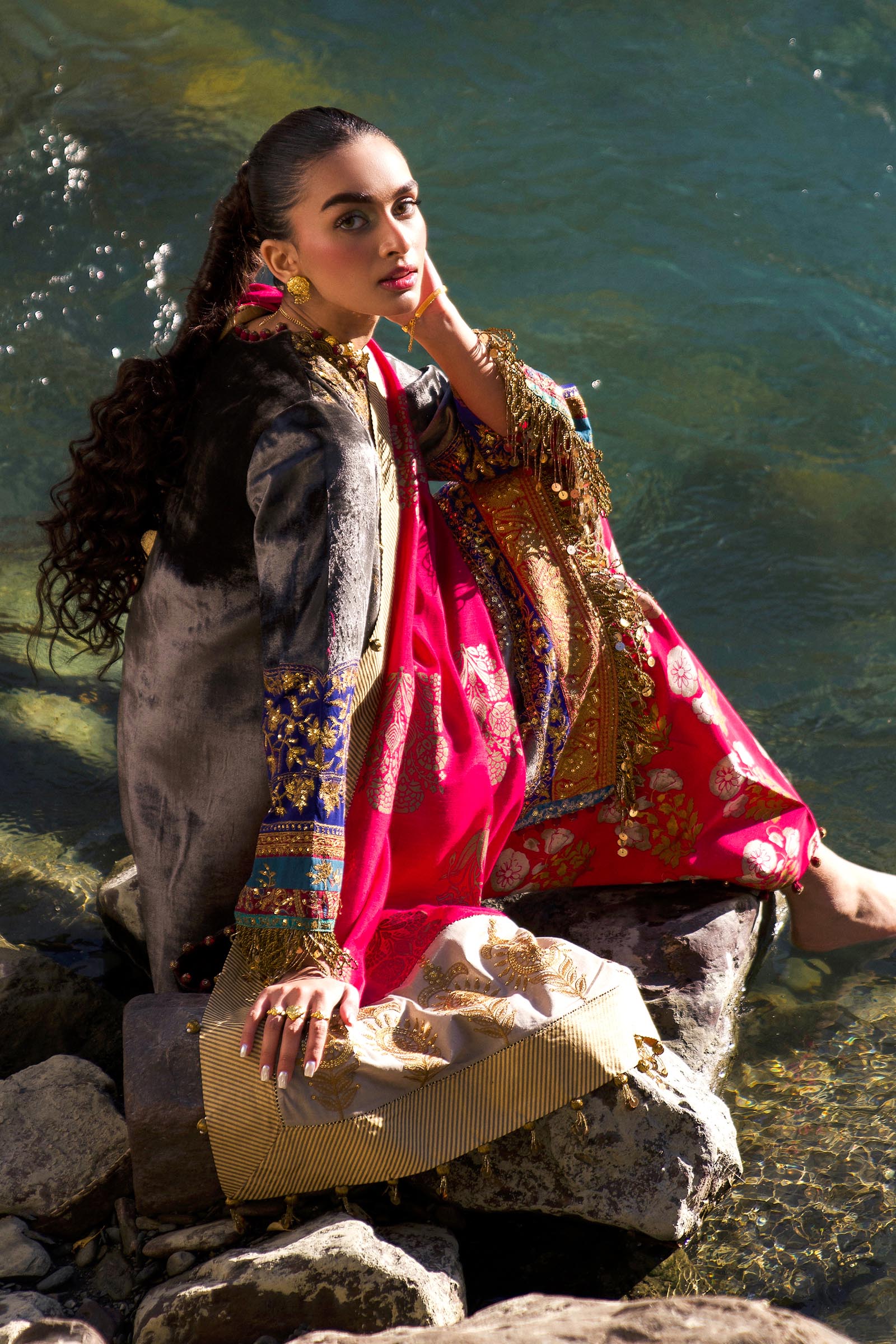 Sana Safinaz | Winter Shawl 24 | V241-004-3CP - Official Sana Safinaz stockist in UK - Sakeena London