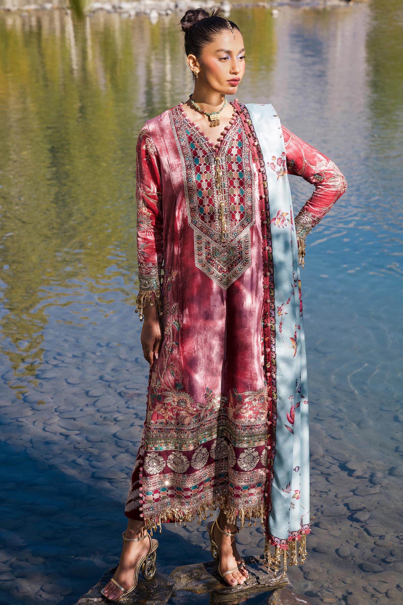 Sana Safinaz | Winter Shawl 24 | V241-005-3CP - Official Sana Safinaz stockist in UK - Sakeena London