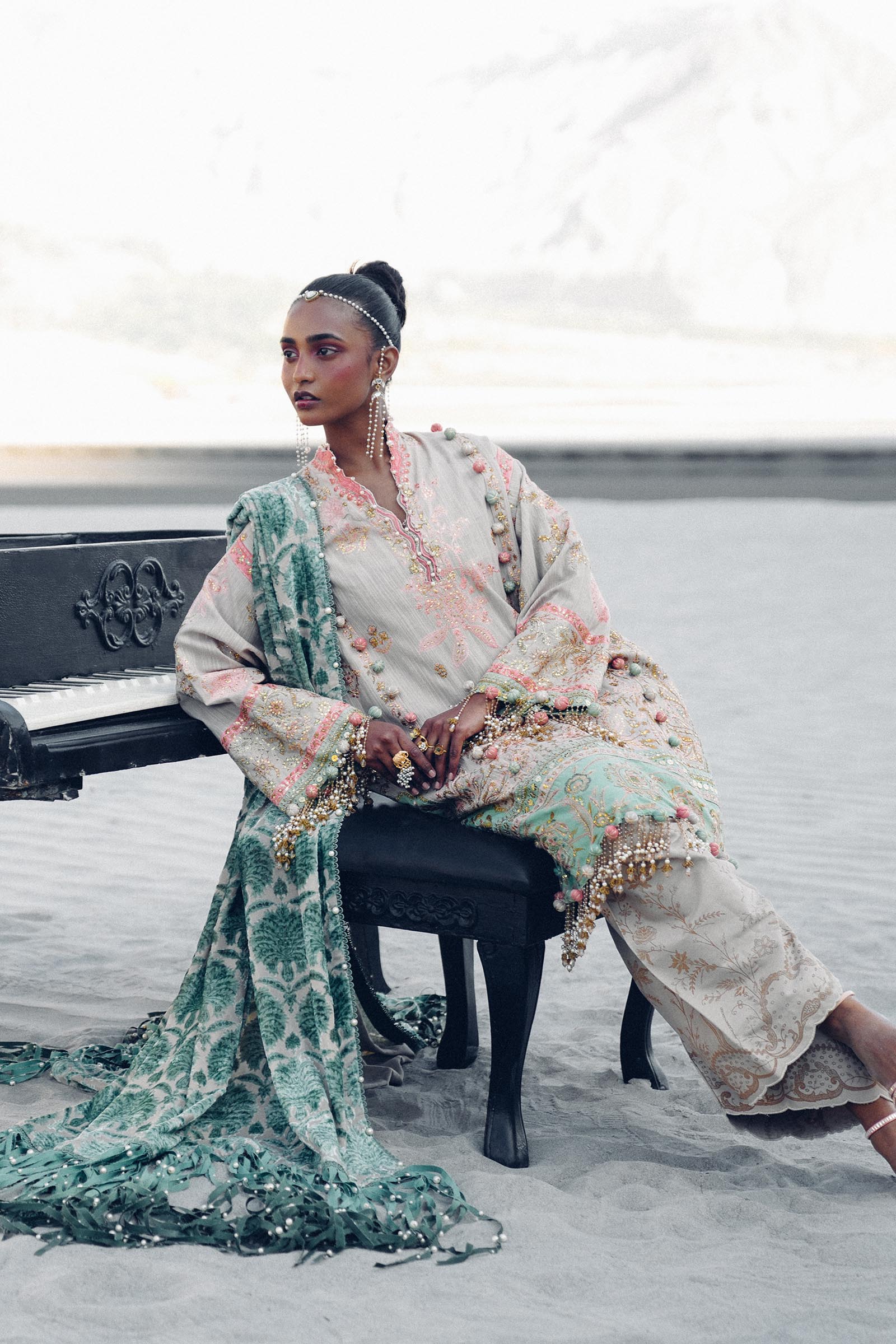 Sana Safinaz | Winter Shawl 24 | S241-001B-3CP - Official Sana Safinaz stockist in UK - Sakeena London