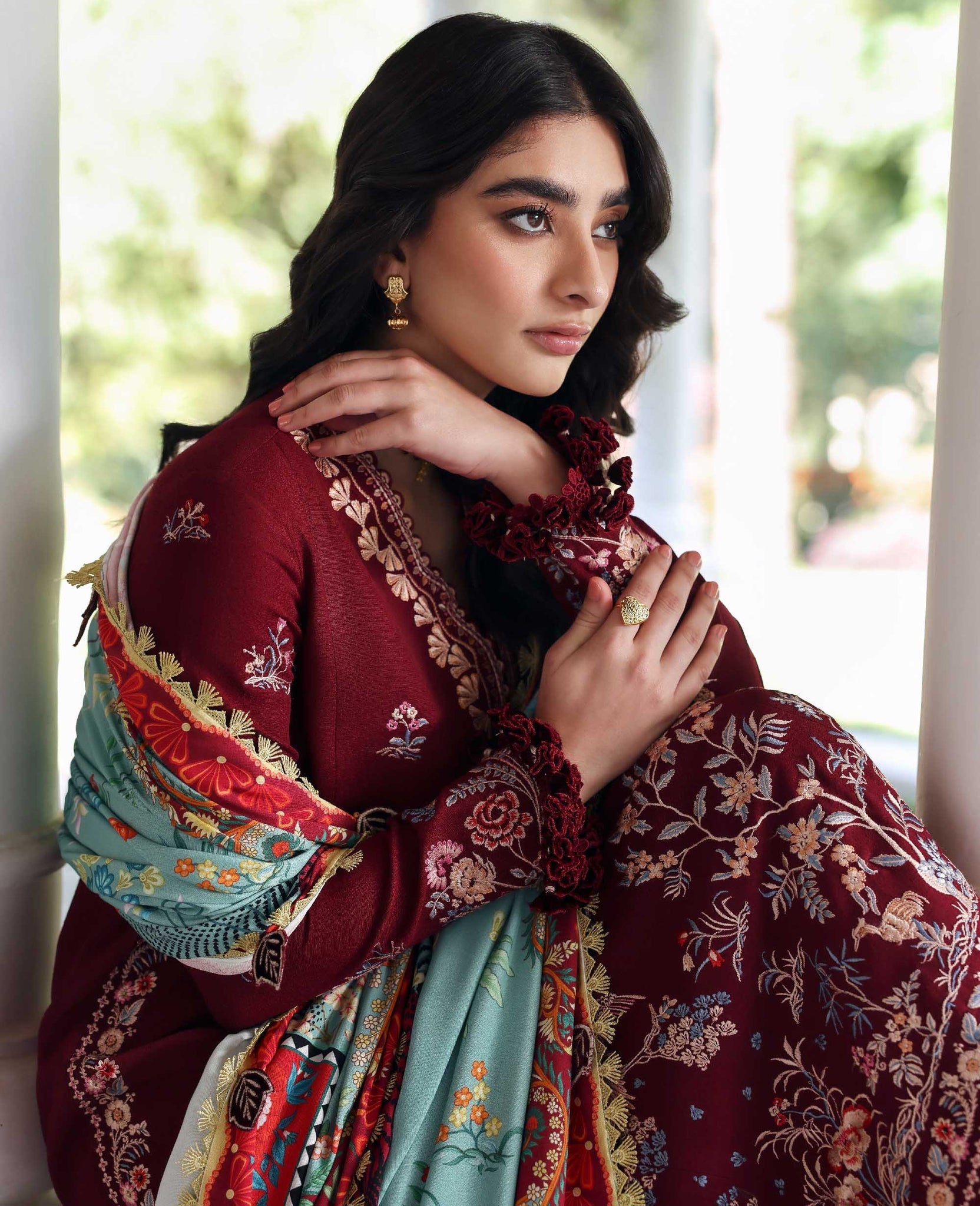 Republic Womenswear | Amaris Luxury Shawl 25 | Sienna - Official Sakeena London stockist in UK - Sakeena London