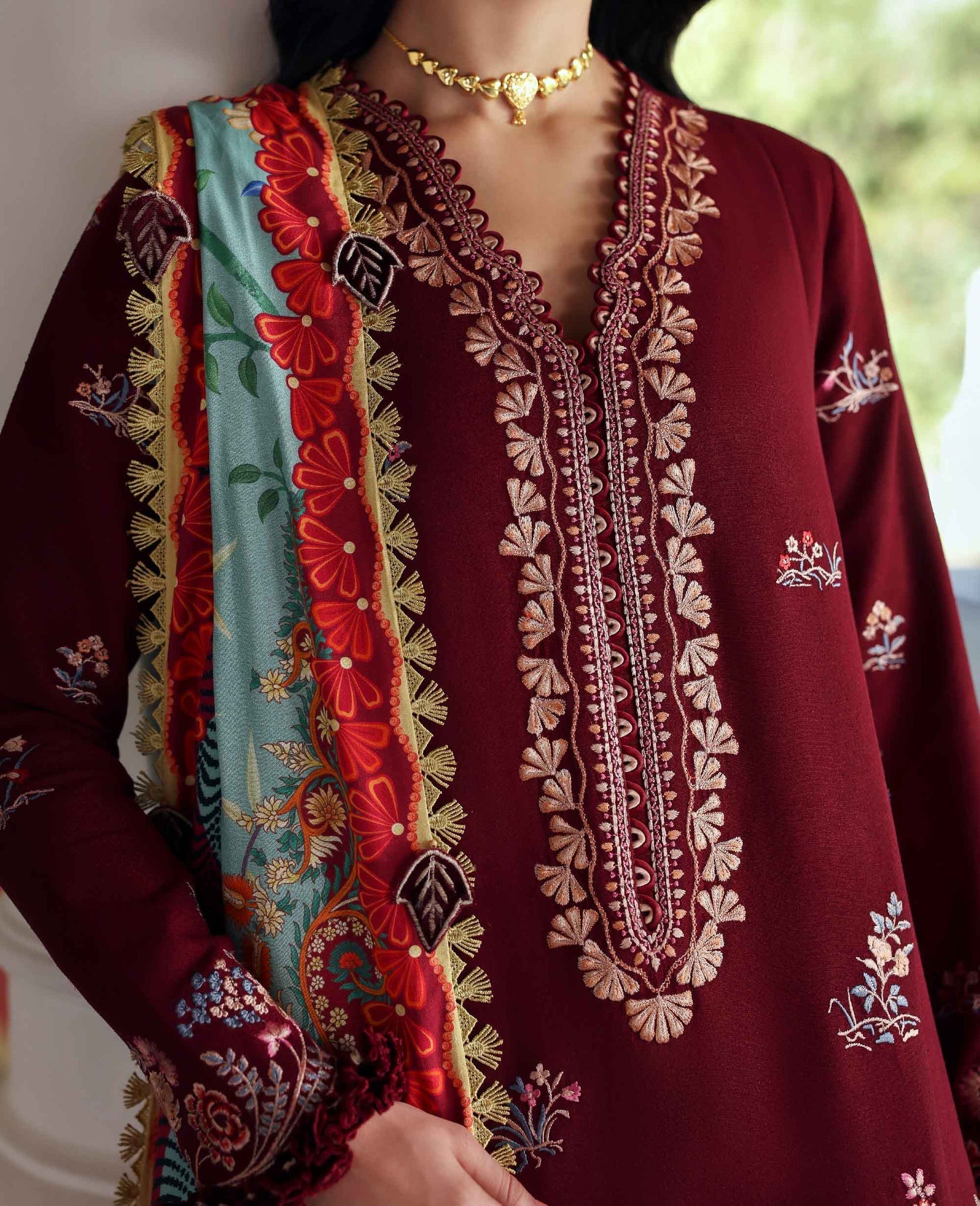 Republic Womenswear | Amaris Luxury Shawl 25 | Sienna - Official Sakeena London stockist in UK - Sakeena London