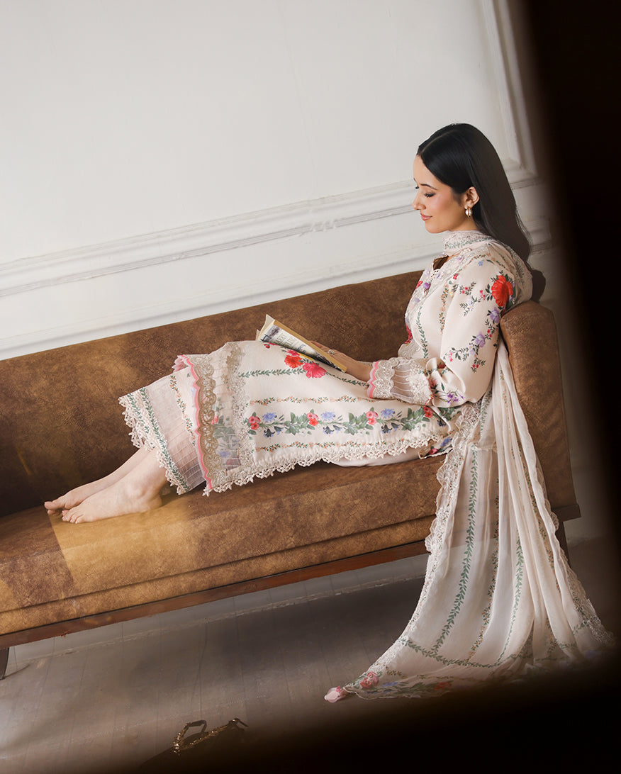 Roheenaz | Sunlit Tales Printed Embroidered Edit | Sunflare Petal