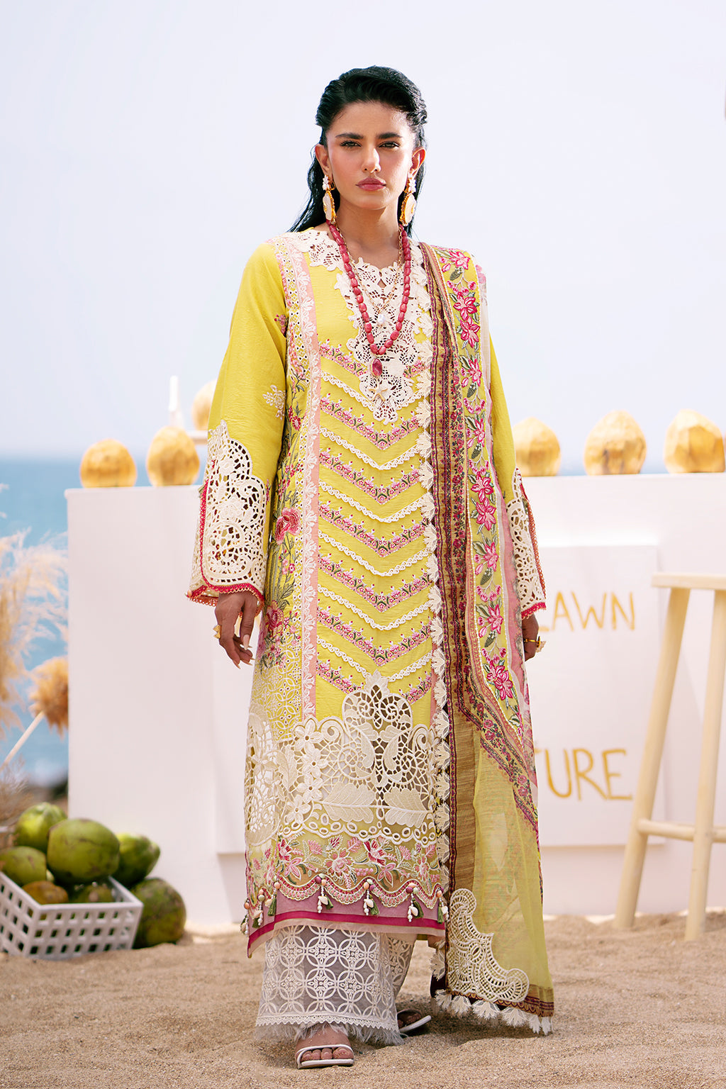 AJR Couture | Dastan Luxury Lawn 25 | Sunset - Official AJR Couture stockist in UK - Sakeena London