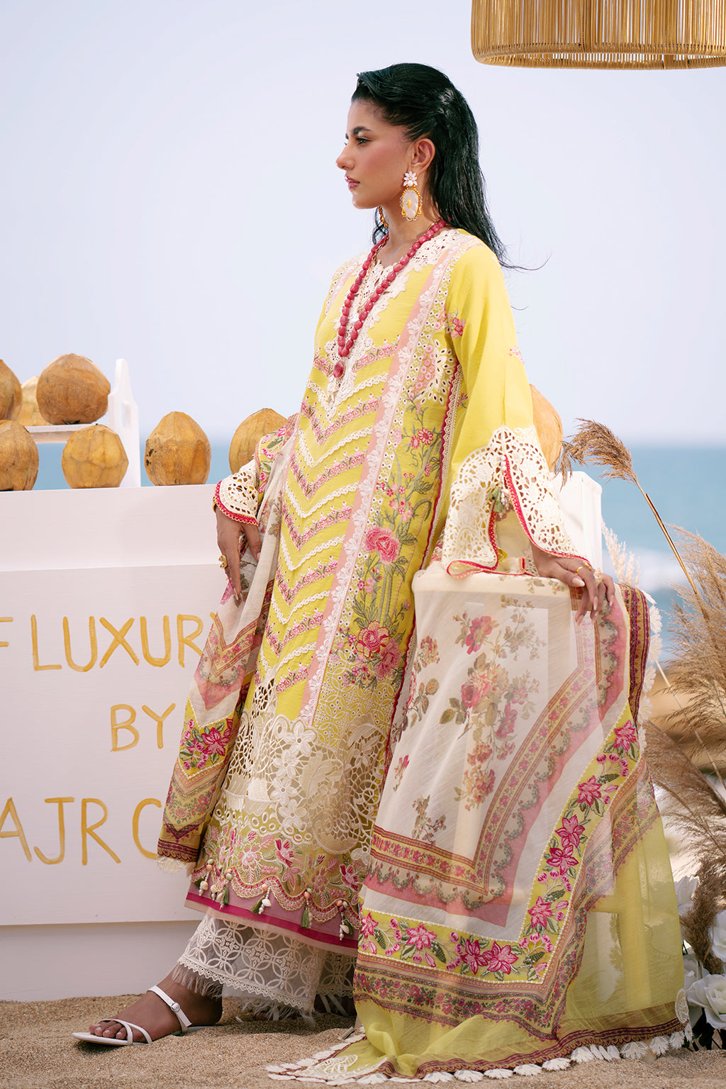 AJR Couture | Dastan Luxury Lawn 25 | Sunset - Official AJR Couture stockist in UK - Sakeena London