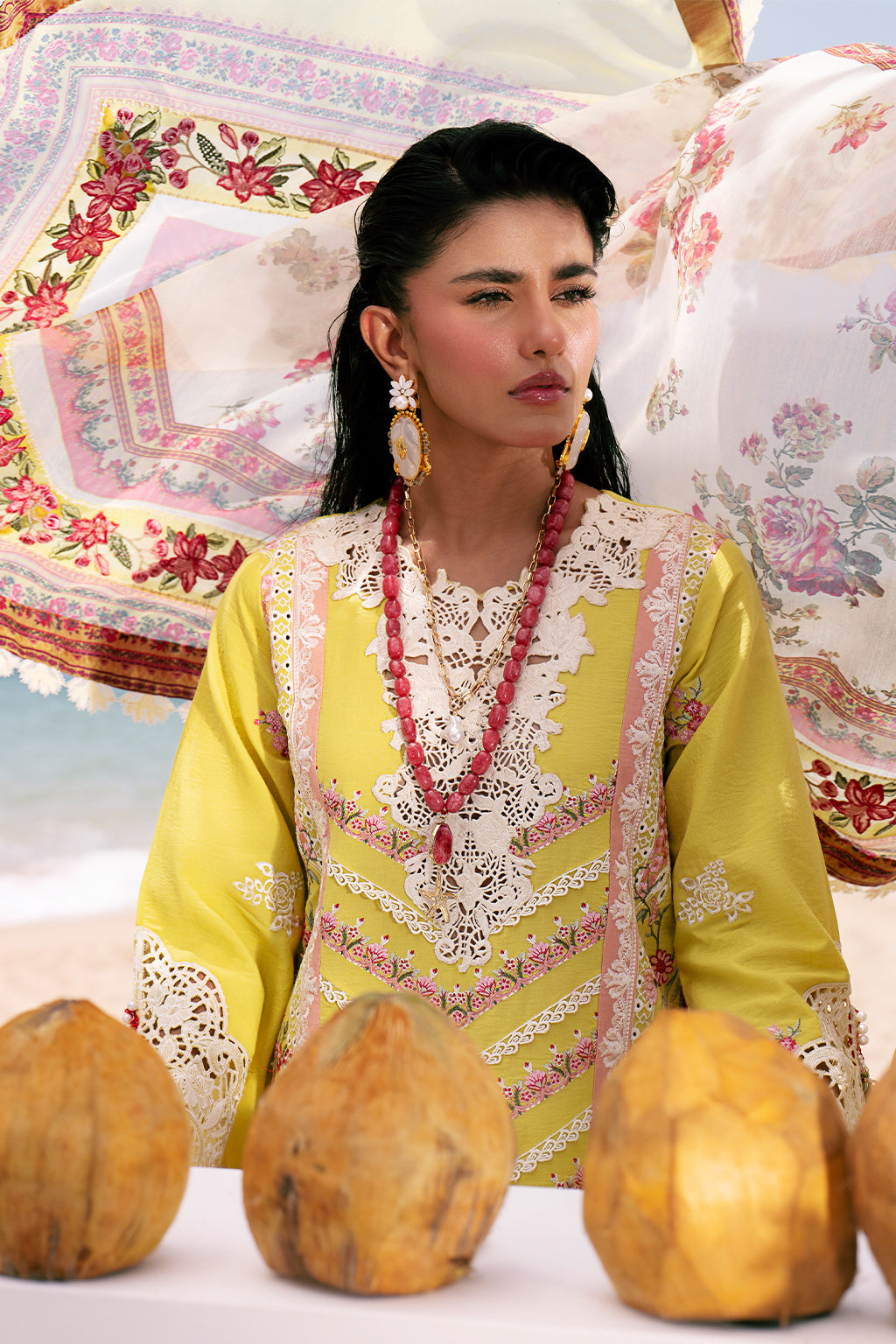 AJR Couture | Dastan Luxury Lawn 25 | Sunset - Official AJR Couture stockist in UK - Sakeena London