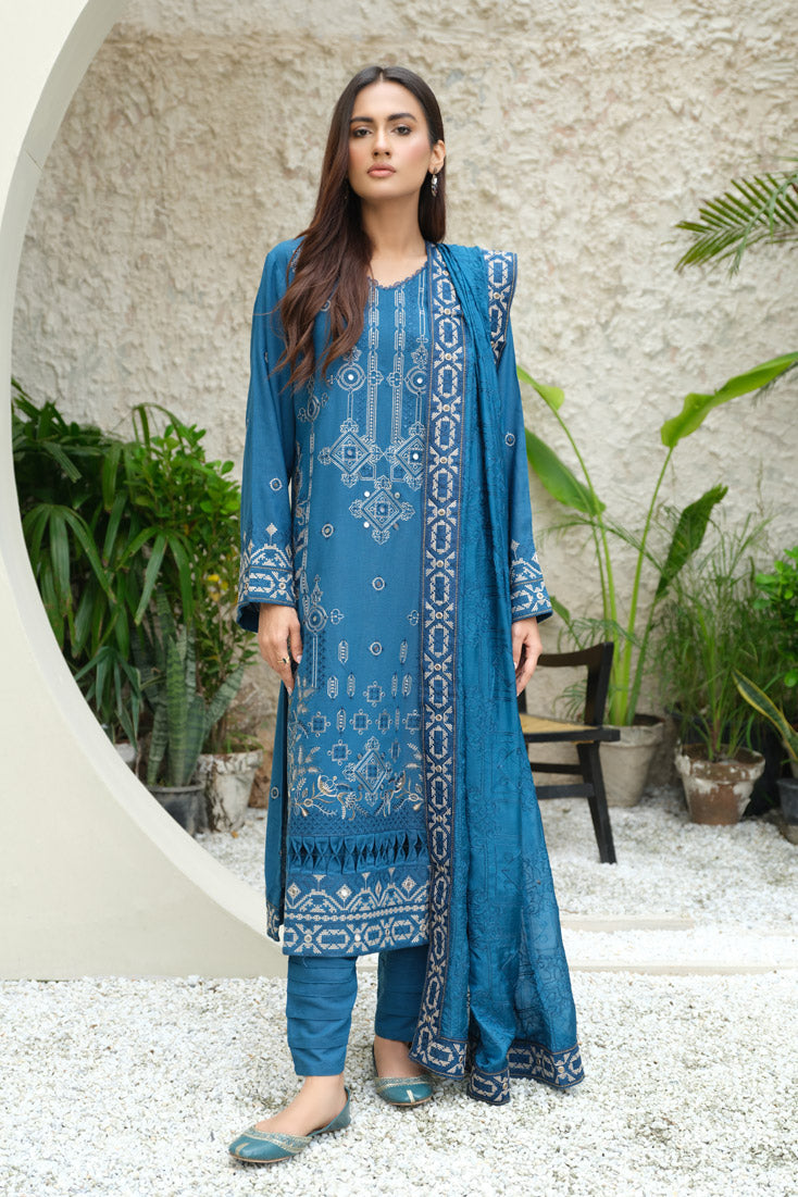 Marjjan | Aangan Embroidered Viscose | SKC-100 (TEAL BLUE) - Official Marjjan stockist in UK - Sakeena London