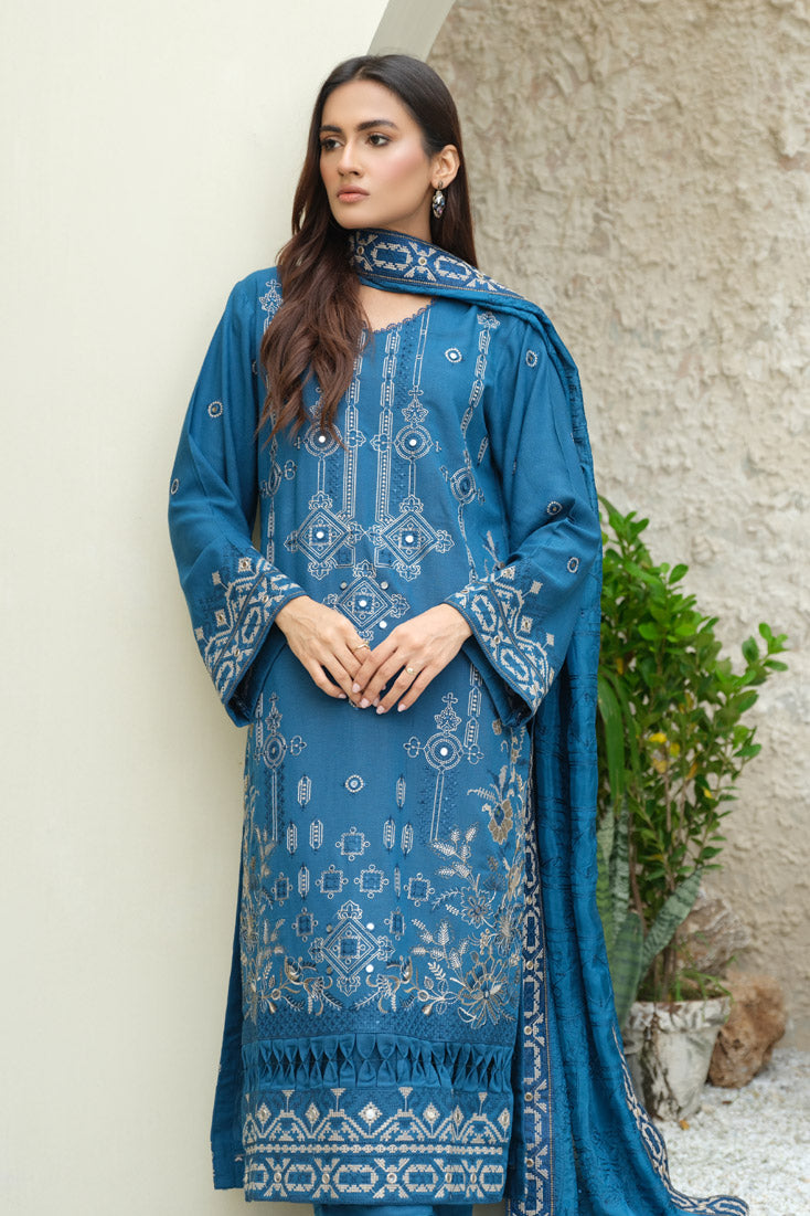 Marjjan | Aangan Embroidered Viscose | SKC-100 (TEAL BLUE) - Official Marjjan stockist in UK - Sakeena London