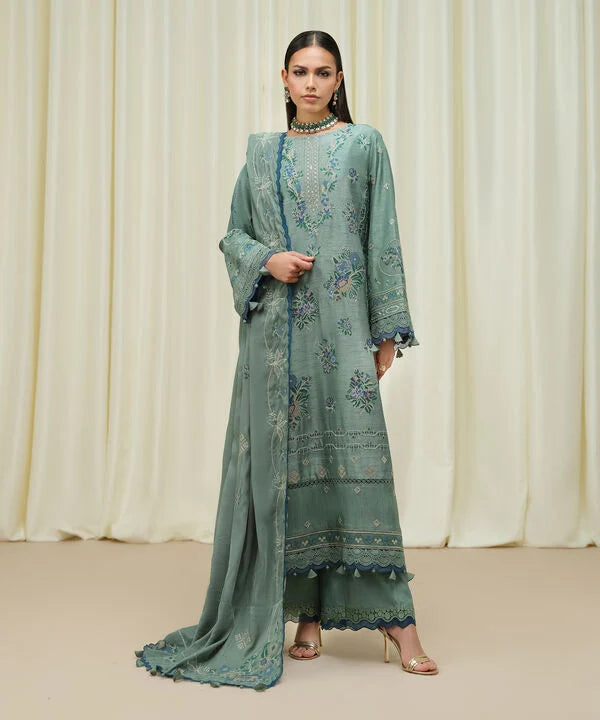 Sapphire | Fall Winter 25 | 3 Piece - Embroidered Raw Silk Suit U3FELX25V638 - Official Sapphire stockist in UK - Sakeena London