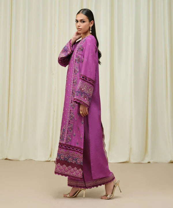 Sapphire | Fall Winter 25 | 3 Piece - Embroidered Raw Silk Suit U3FELX25V637 - Official Sapphire stockist in UK - Sakeena London