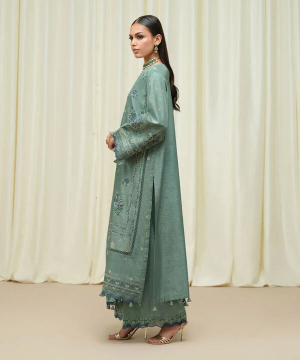 Sapphire | Fall Winter 25 | 3 Piece - Embroidered Raw Silk Suit U3FELX25V638 - Official Sapphire stockist in UK - Sakeena London