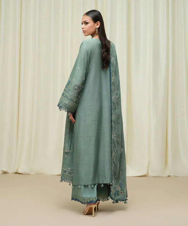 Sapphire | Fall Winter 25 | 3 Piece - Embroidered Raw Silk Suit U3FELX25V638 - Official Sapphire stockist in UK - Sakeena London