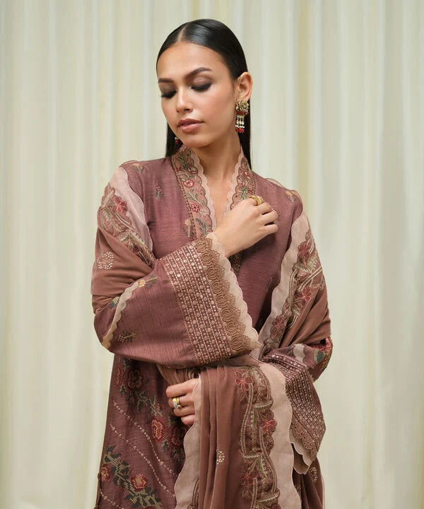 Sapphire | Fall Winter 25 | 3 Piece - Embroidered Raw Silk Suit U3FELX25V639 - Official Sapphire stockist in UK - Sakeena London