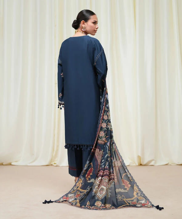 Sapphire | Fall Winter 25 | 3 Piece - Embroidered Cotton Satin Suit U3PESD25V611 - Official Sapphire stockist in UK - Sakeena London