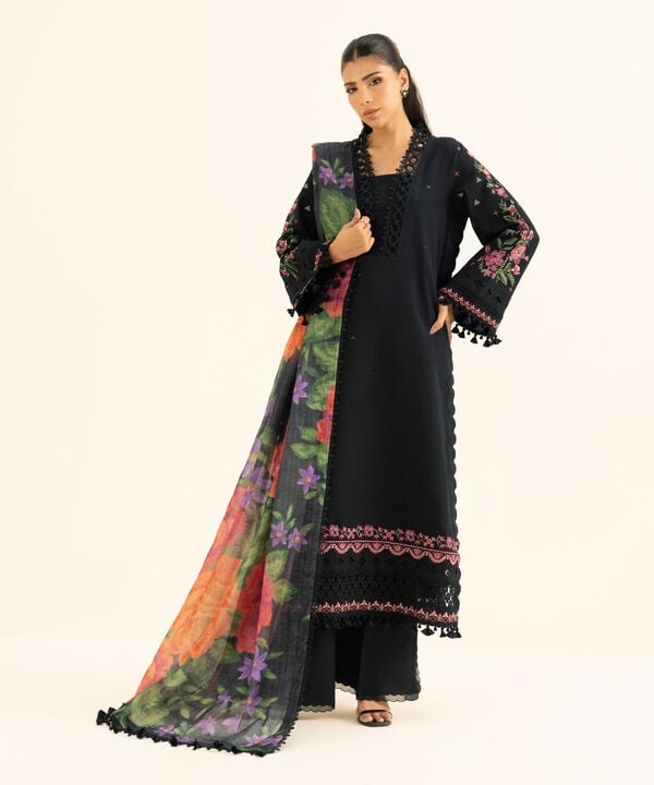 Sapphire | Fall Winter 25 | 3 Piece - Embroidered Dobby Suit U3PEST25V829 - Official Sapphire stockist in UK - Sakeena London