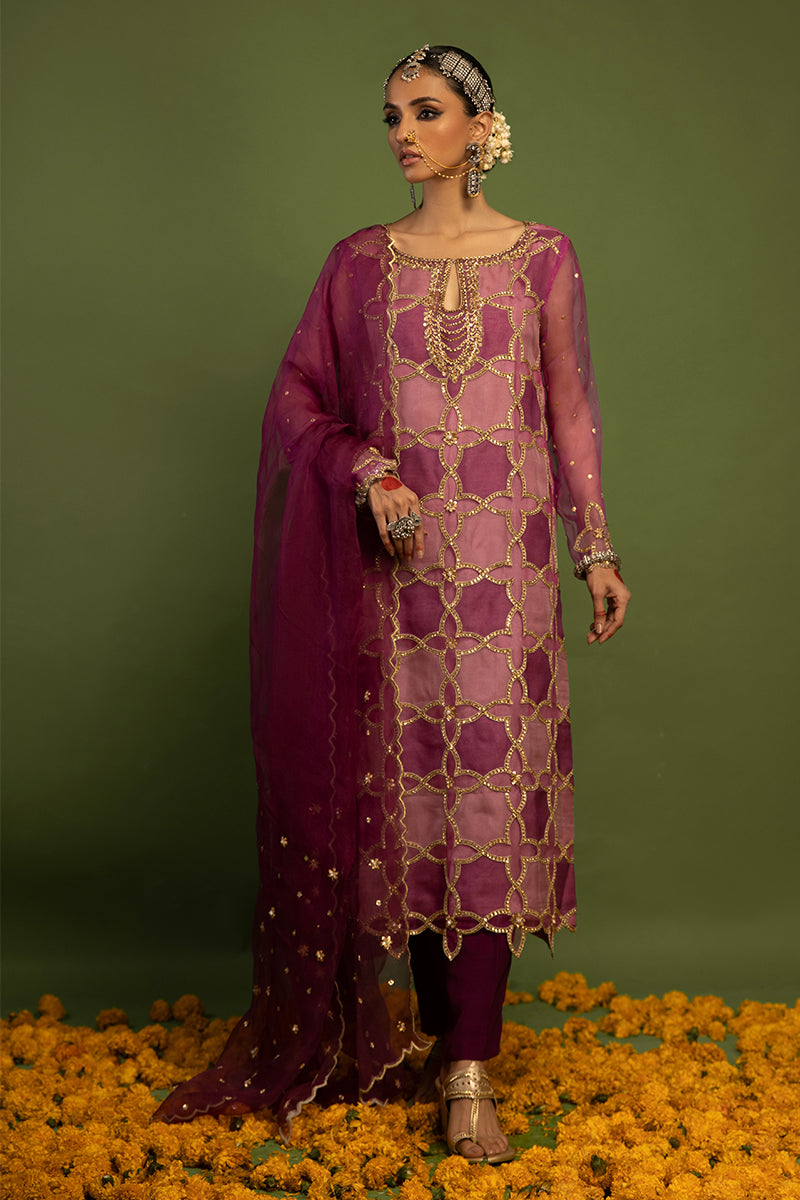 Wardha Saleem | Luxury Pret Traditional Wear | SARAAB - PLUM HEAVY (2 PC) - Official Wardha Saleem stockist in UK - Sakeena London
