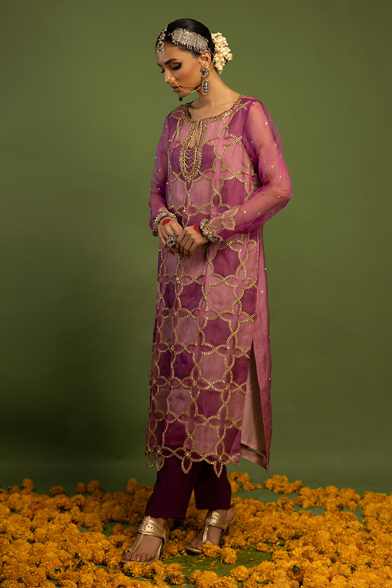 Wardha Saleem | Luxury Pret Traditional Wear | SARAAB - PLUM HEAVY (2 PC) - Official Wardha Saleem stockist in UK - Sakeena London