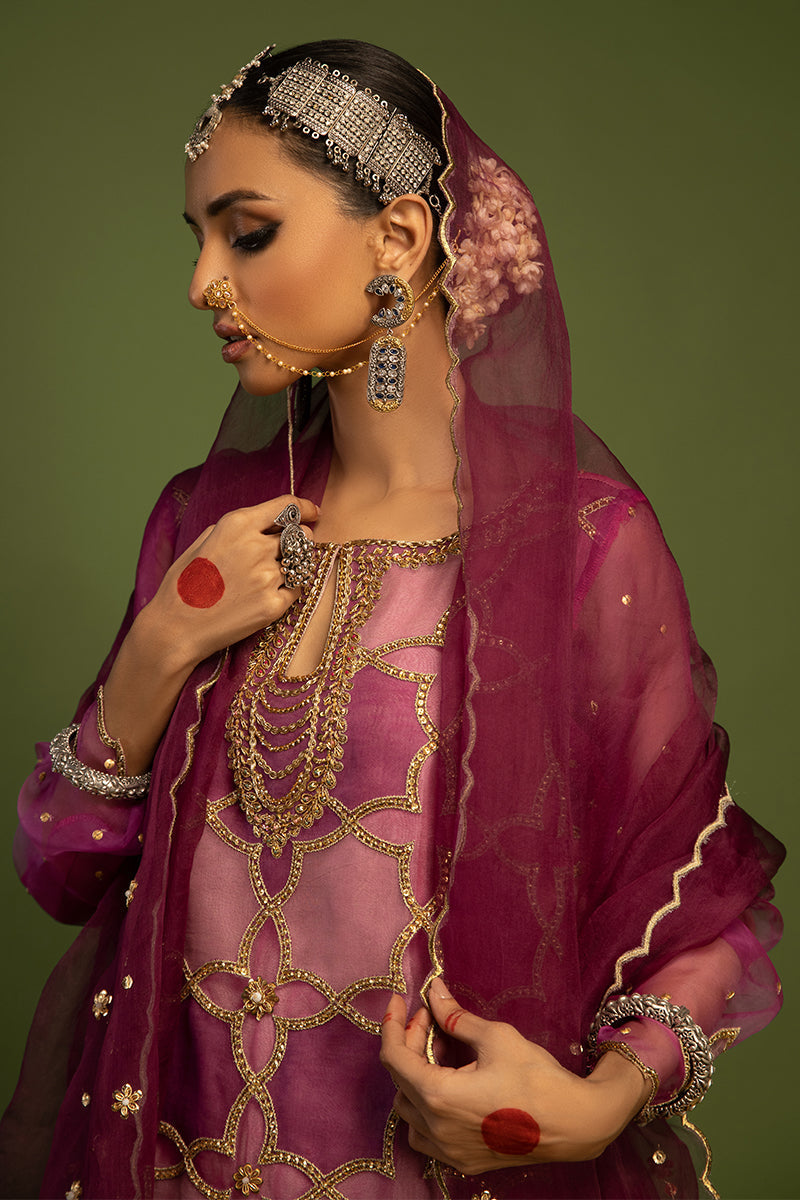 Wardha Saleem | Luxury Pret Traditional Wear | SARAAB - PLUM HEAVY (2 PC) - Official Wardha Saleem stockist in UK - Sakeena London