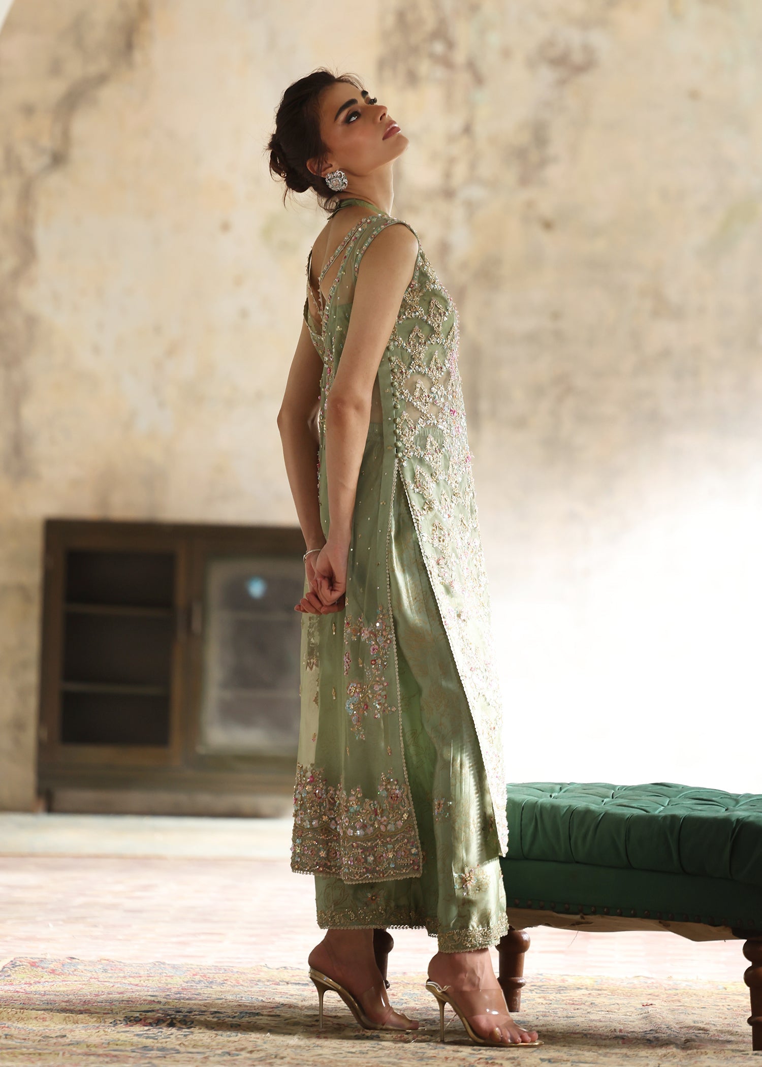 Umsha | Mehfil-e-Rang | Soft Sage - Official Umsha stockist in UK - Sakeena London