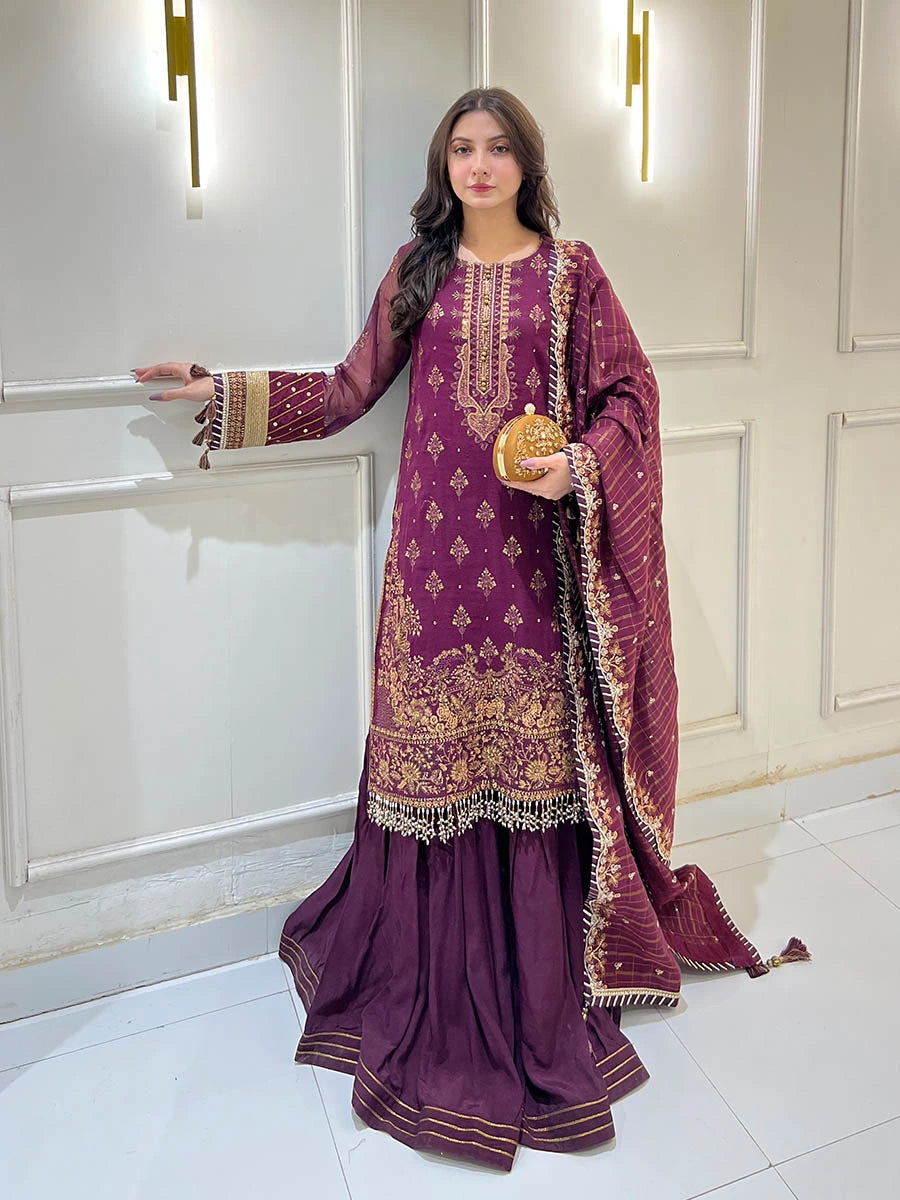 Salitex | Signature Festive Chiffon | SUNW6JI040UT - Official Salitex stockist in UK - Sakeena London