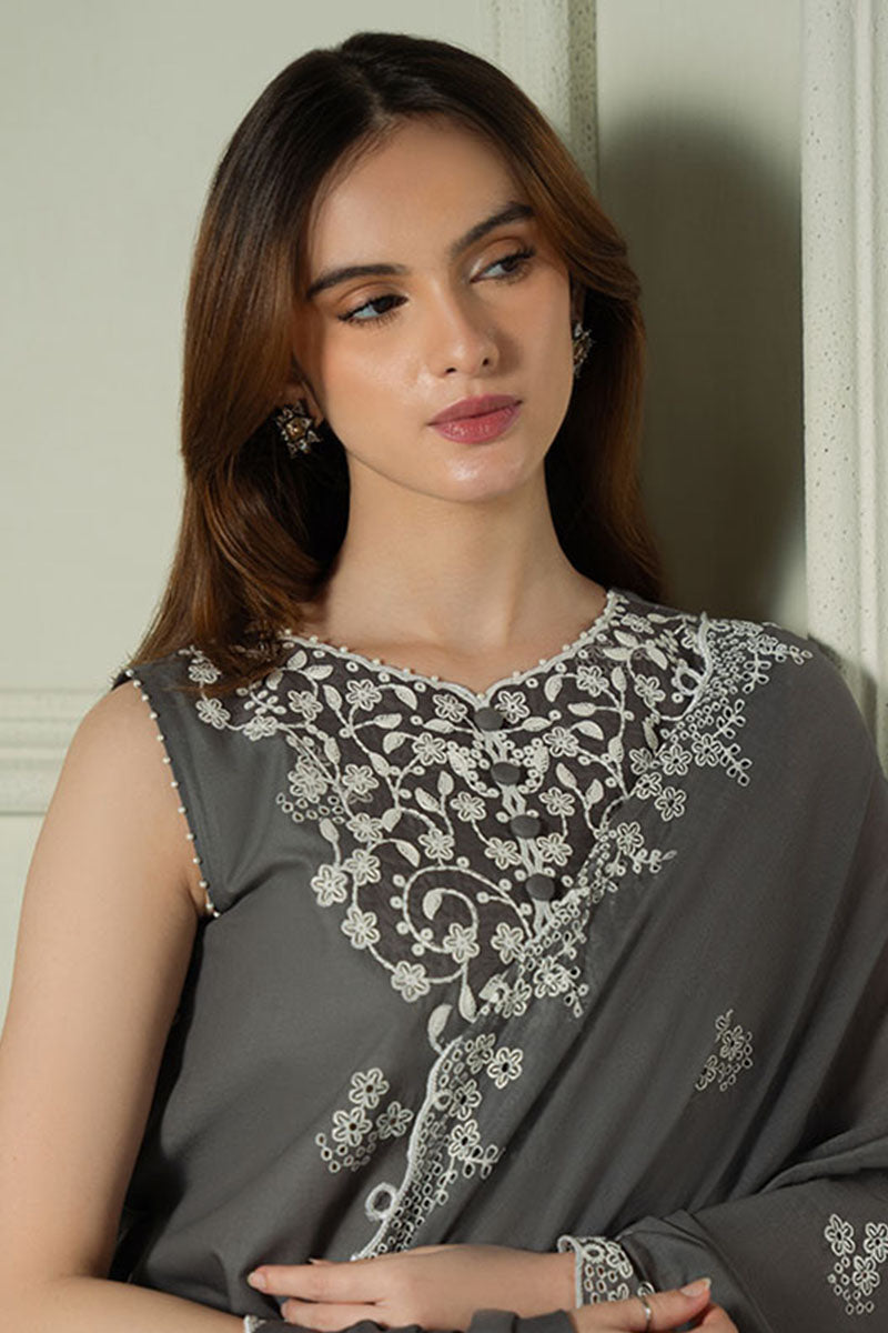 Mahnur | Twilight Luxury Lawn 25 | FLORAL ASH - Official Cross Stitch stockist in UK - Sakeena London