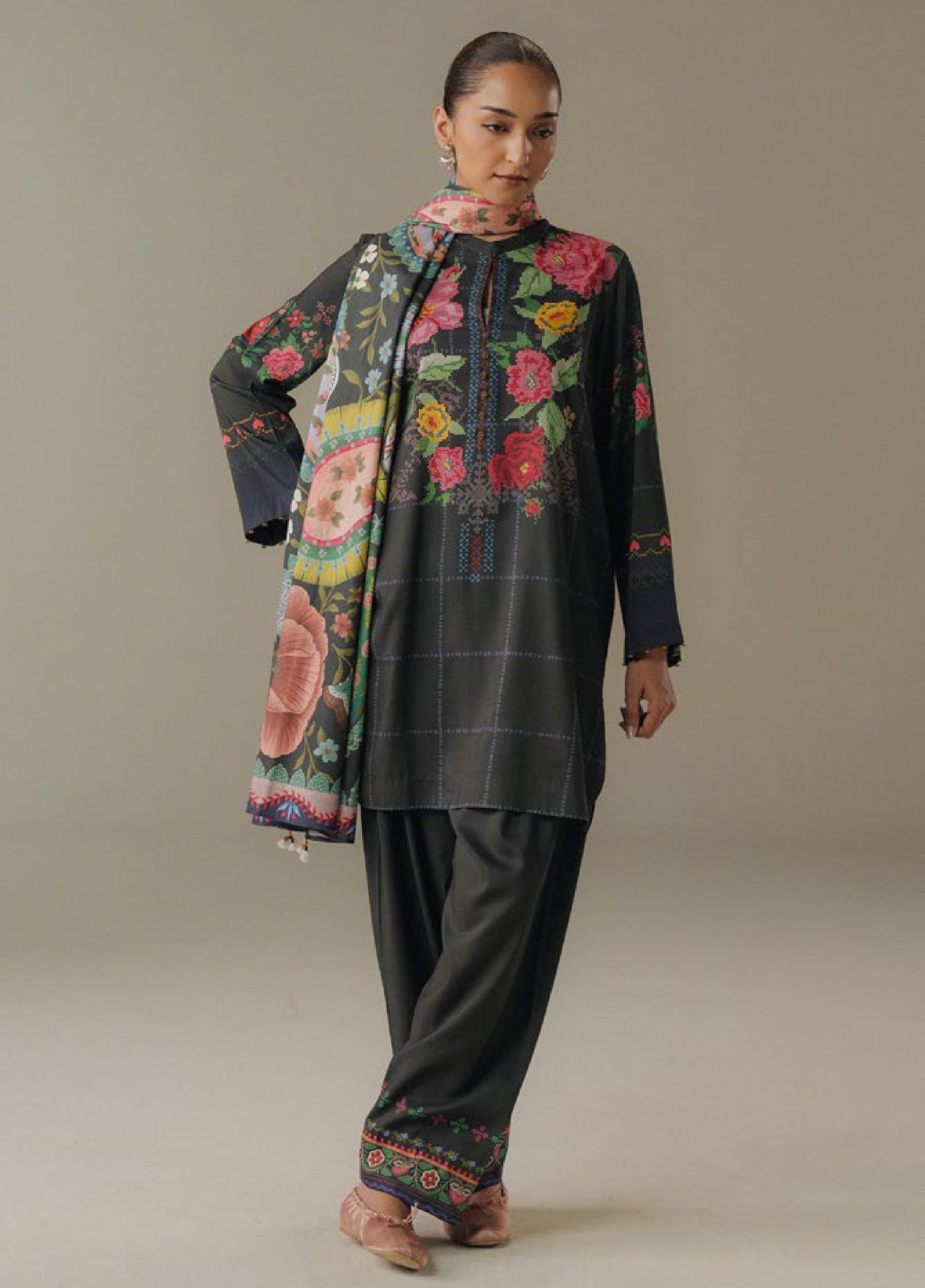 Zara Shahjahan | Coco Prints 25 | Olive Hour-5A - Official Zara Shahjahan stockist in UK - Sakeena London
