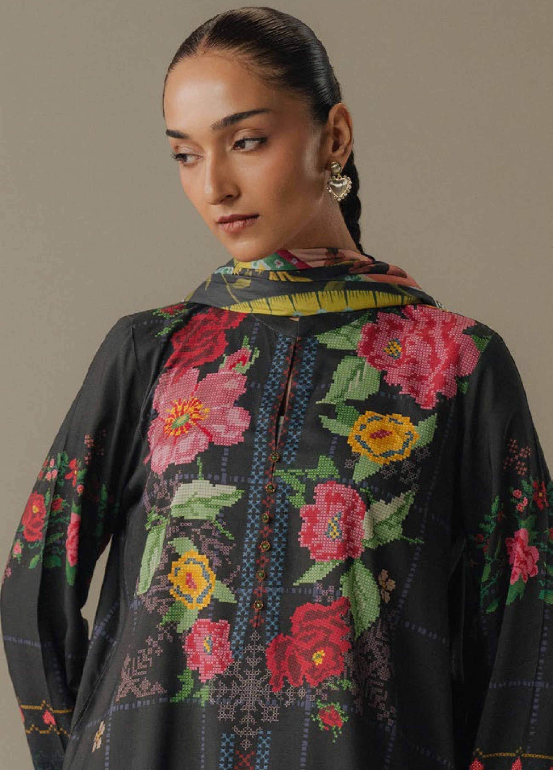 Zara Shahjahan | Coco Prints 25 | Olive Hour-5A - Official Zara Shahjahan stockist in UK - Sakeena London