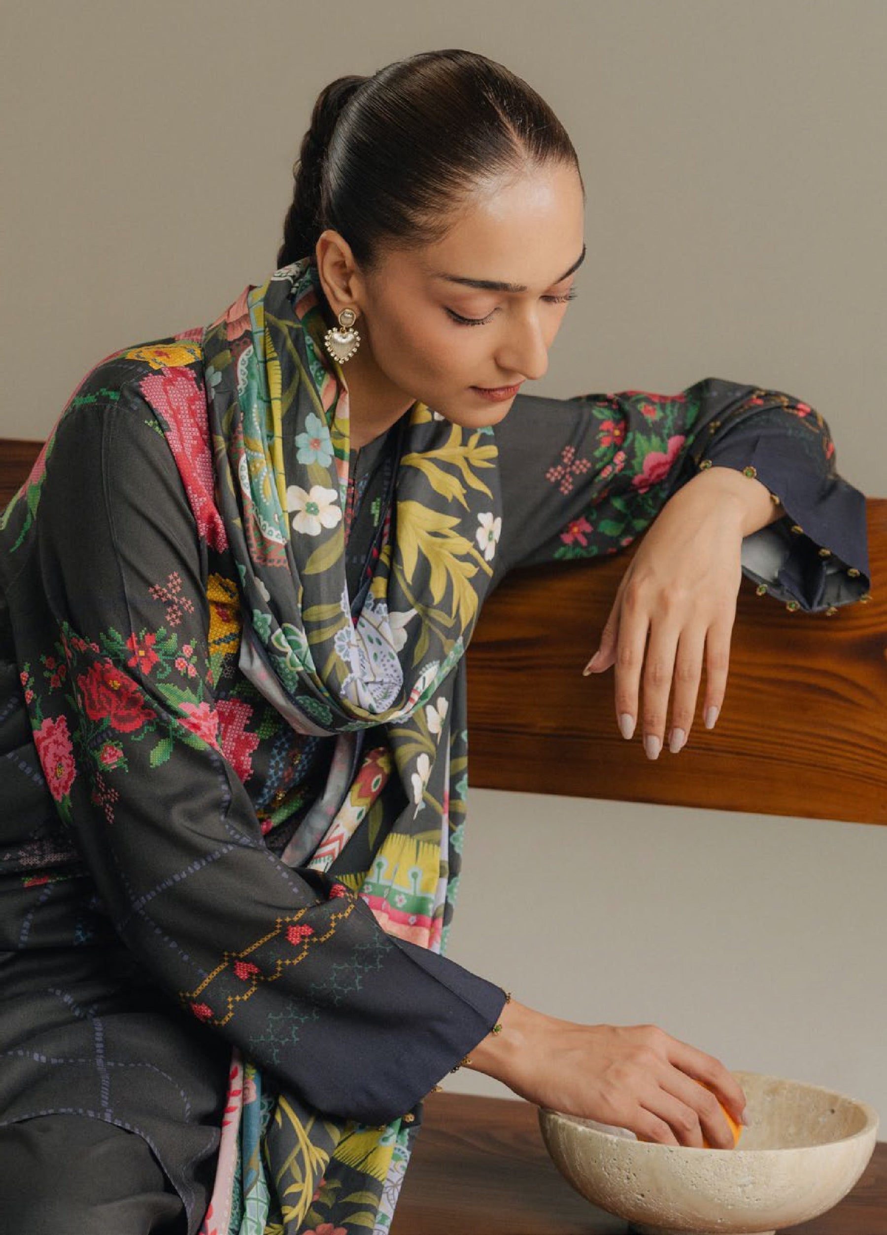 Zara Shahjahan | Coco Prints 25 | Olive Hour-5A - Official Zara Shahjahan stockist in UK - Sakeena London