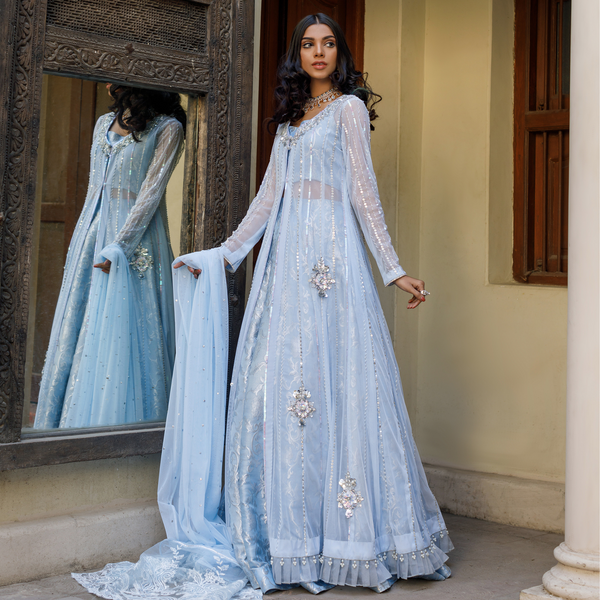 Wahajmkhan | Bahar Begum Formals | BABY BLUE BAHAR - Official Wahaj M.Khan stockist in UK - Sakeena London
