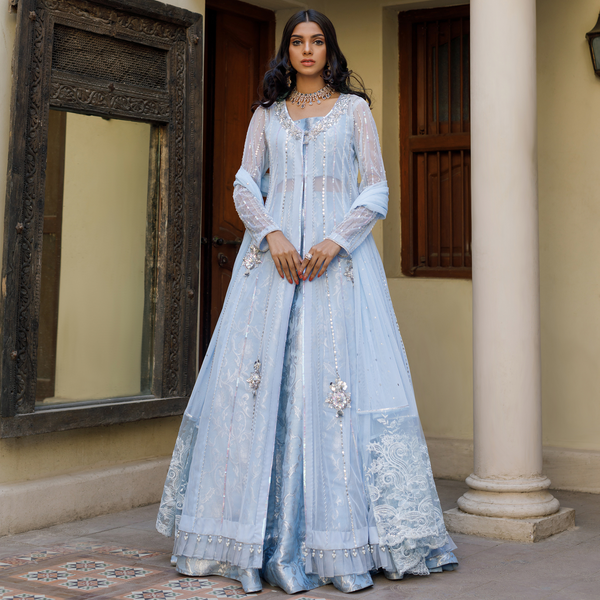 Wahajmkhan | Bahar Begum Formals | BABY BLUE BAHAR - Official Wahaj M.Khan stockist in UK - Sakeena London