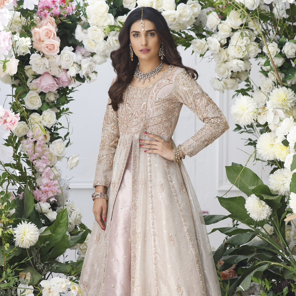 Wahajmkhan | Eden wedding Formals | ROSE GOLD ANARKALI & LENGA - Official Wahaj M.Khan stockist in UK - Sakeena London