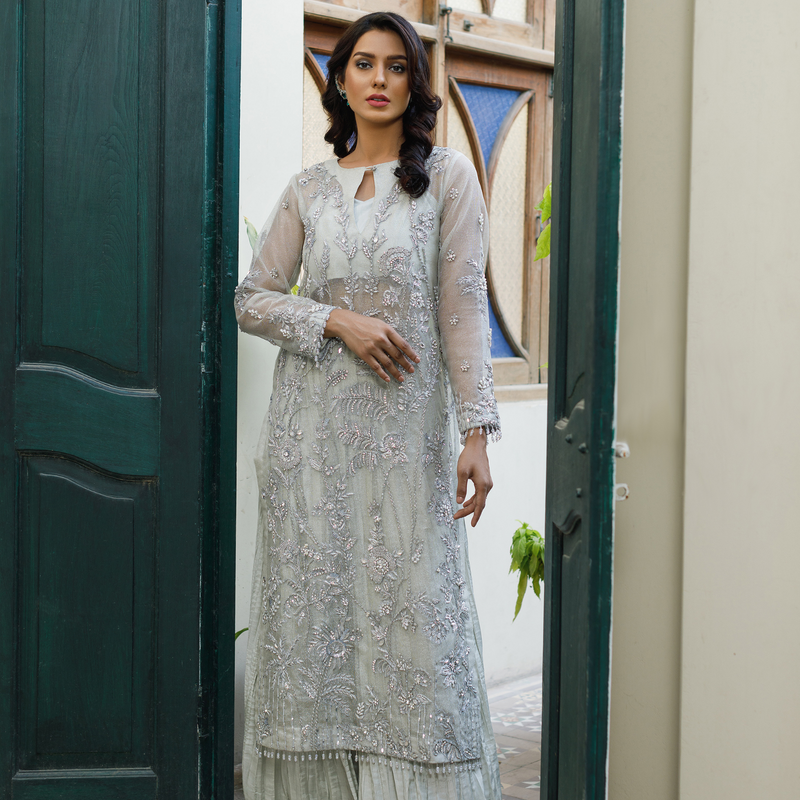 Wahajmkhan | Bahar Begum Formals | SILVER MINT BAHAR JORA - Official Wahaj M.Khan stockist in UK - Sakeena London